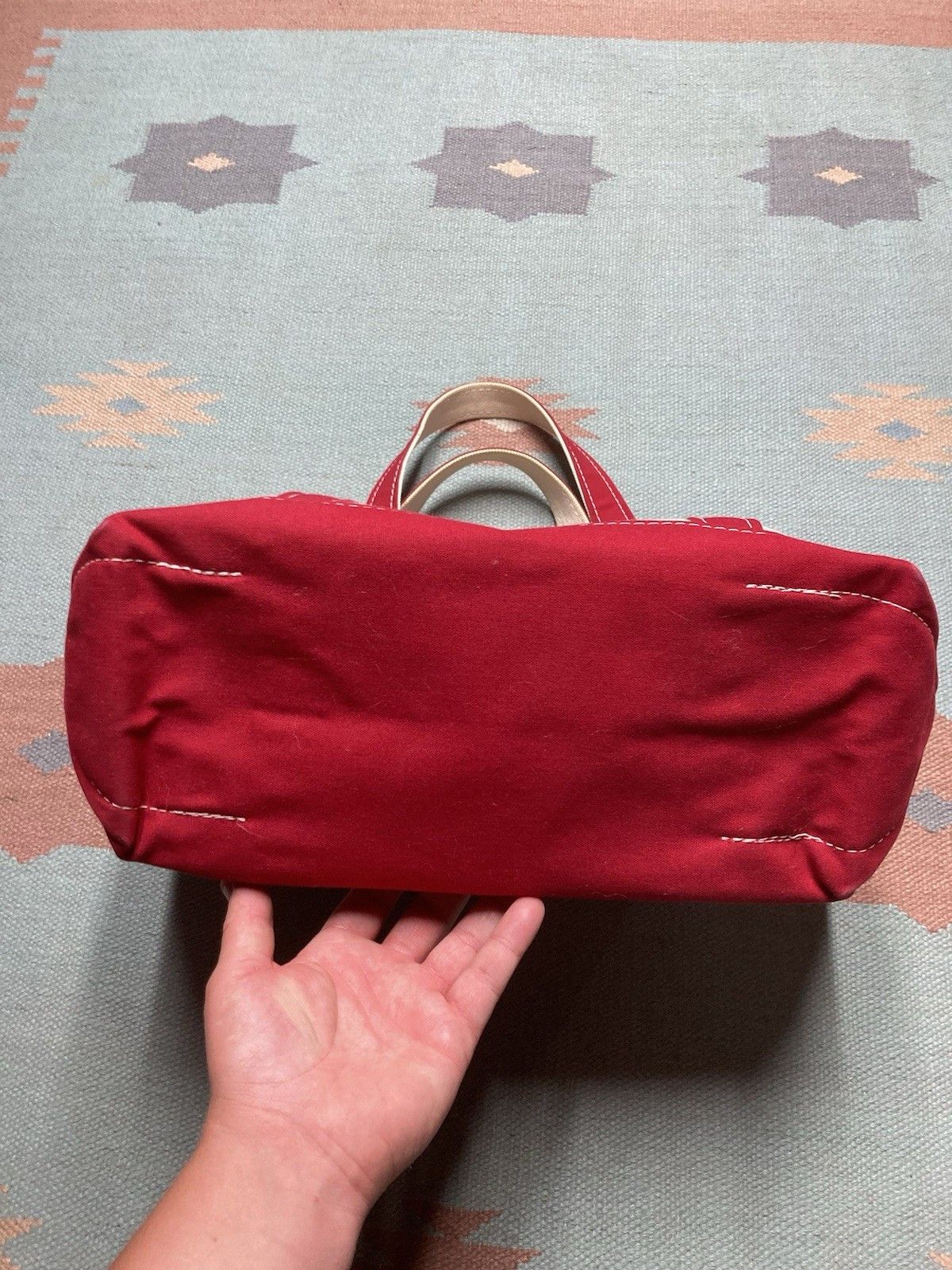 Vintage LL bean boat and tote canvas hand bag red zip USA large 16” Size ONE SIZE - 11 Thumbnail