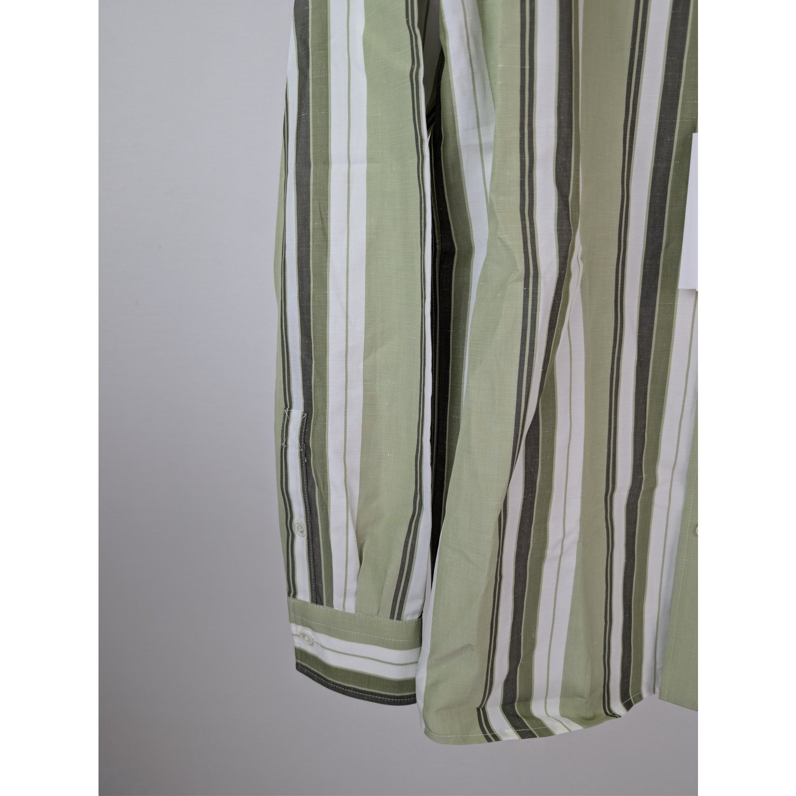 Bottega Veneta o1rshd1 Chunky Cotton Stripe Shirt Green/Olive Multi-Stripe Size US M / EU 48-50 / 2 - 6 Thumbnail