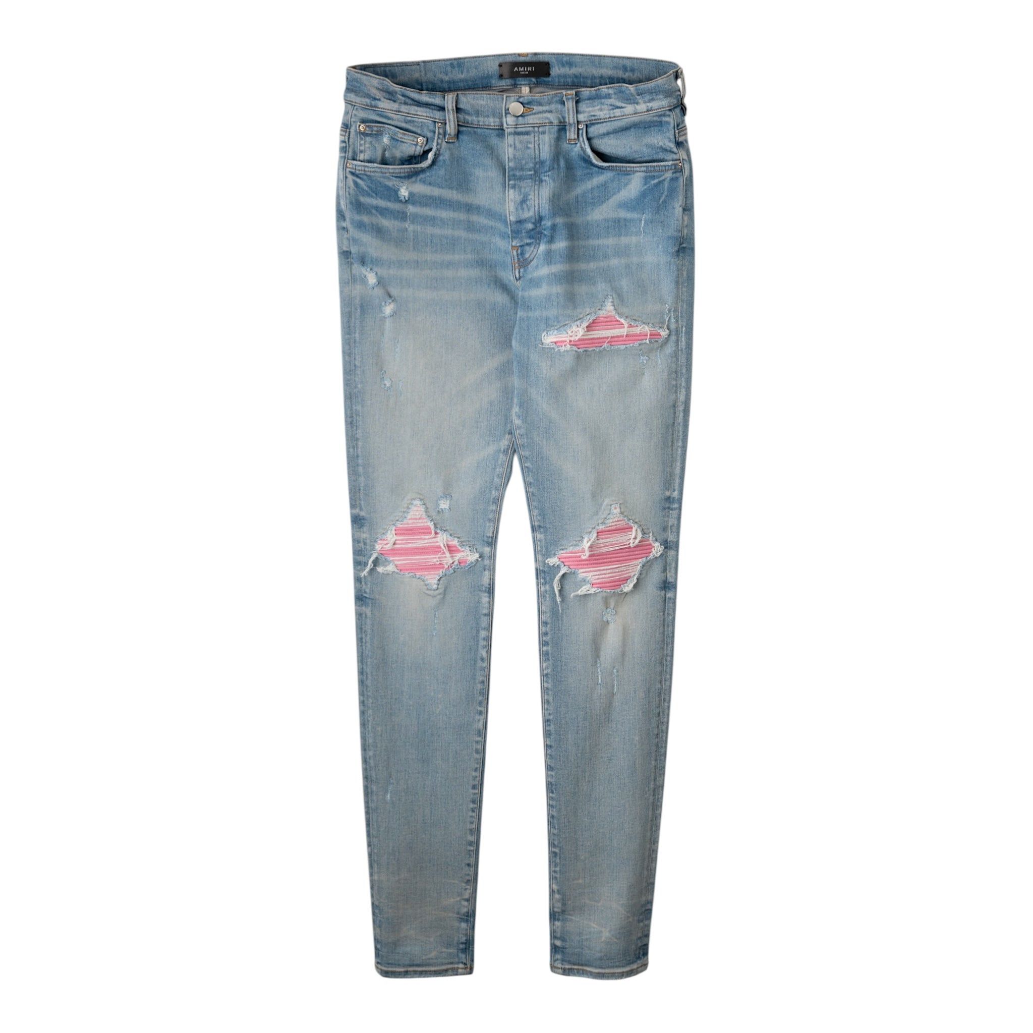 Pre-owned Amiri Mx1 Pink Ultrasuede Jeans Clay Indigo