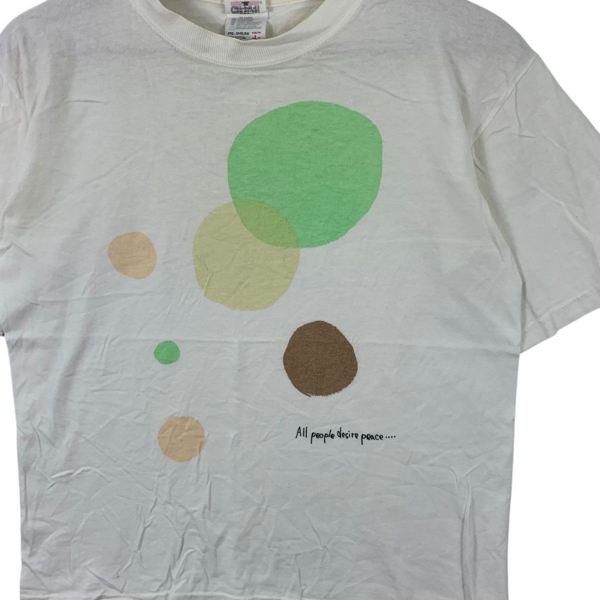 Vintage Vintage POP ART PAINTING All People Desire Peace Tee Shirt Size L / US 10 / IT 46 - 3 Thumbnail