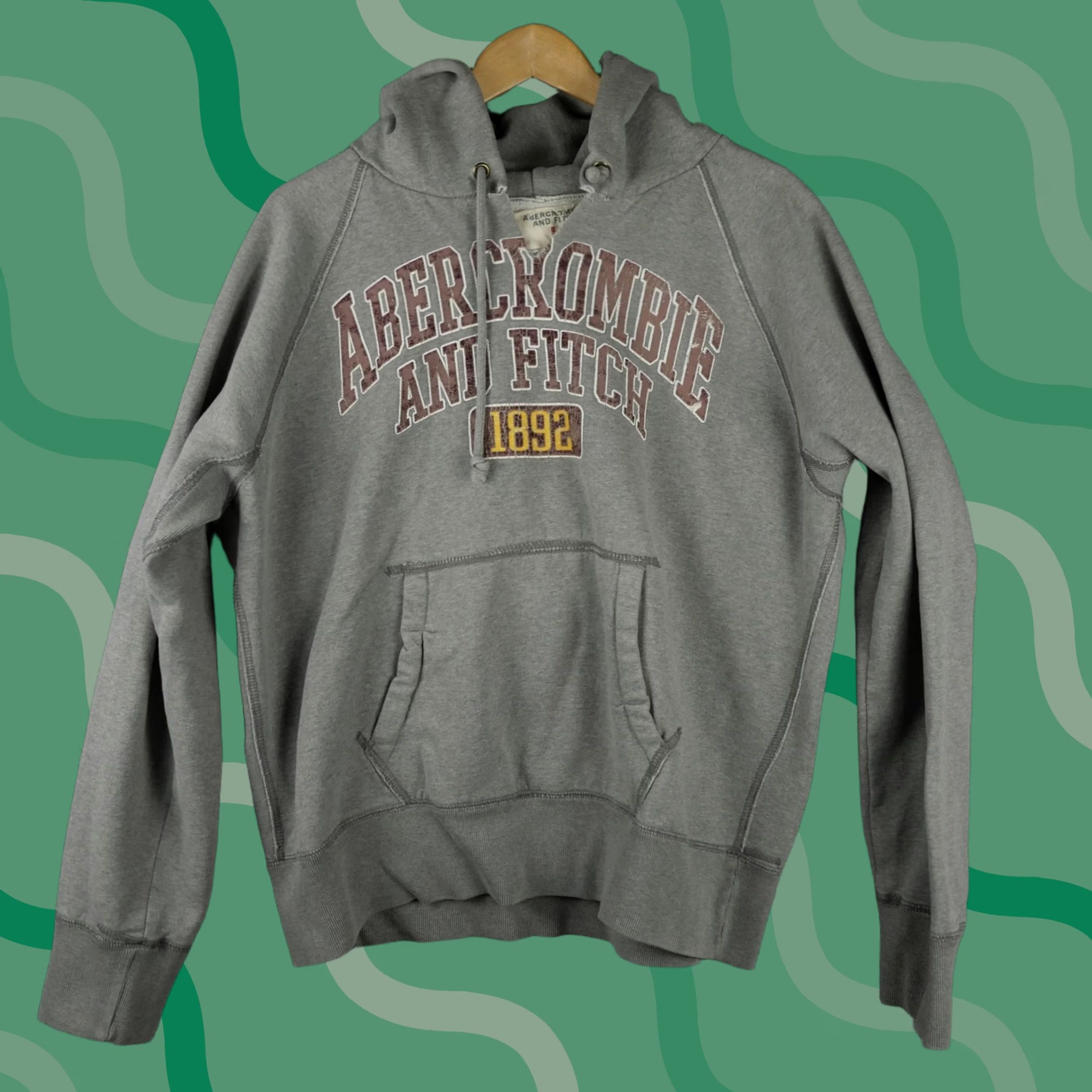 Abercrombie & Fitch Vintage Abercrombie & Fitch Hoodie Mens Large Gray Pullover Fleece 1892 Sweatshirt Size US L / EU 52-54 / 3 - 1 Thumbnail