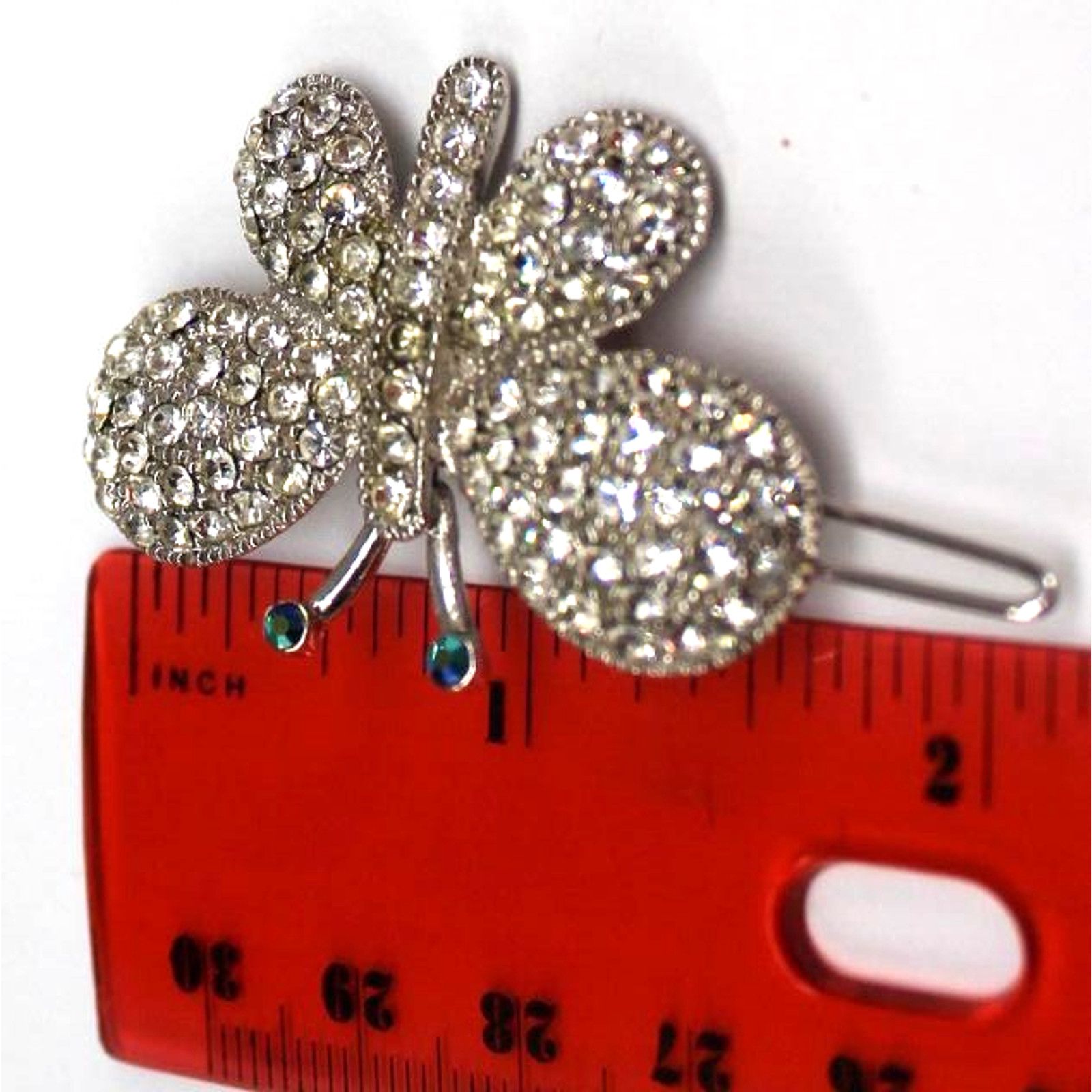 Other Vintage Butterfly Hair Barrette Blue Aurora Borealis Eyes Size ONE SIZE - 4 Thumbnail