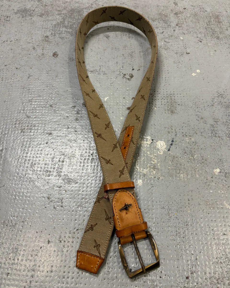 Vintage Cesare Paciotti Beige Canvas Cross-Embroidered Belt Size ONE SIZE - 1 Thumbnail