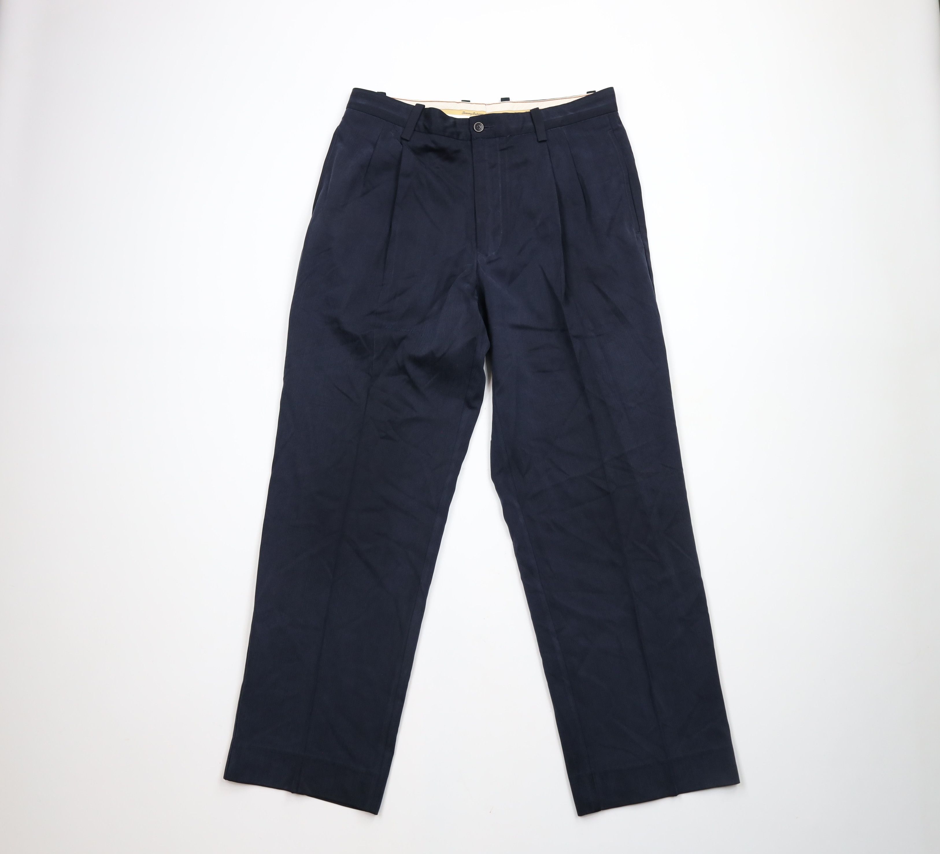 Tommy Bahama × Vintage Vintage Tommy Bahama Blend Wide Leg Chino Pants Navy Blue Size US 34 / EU 50 - 1 Thumbnail
