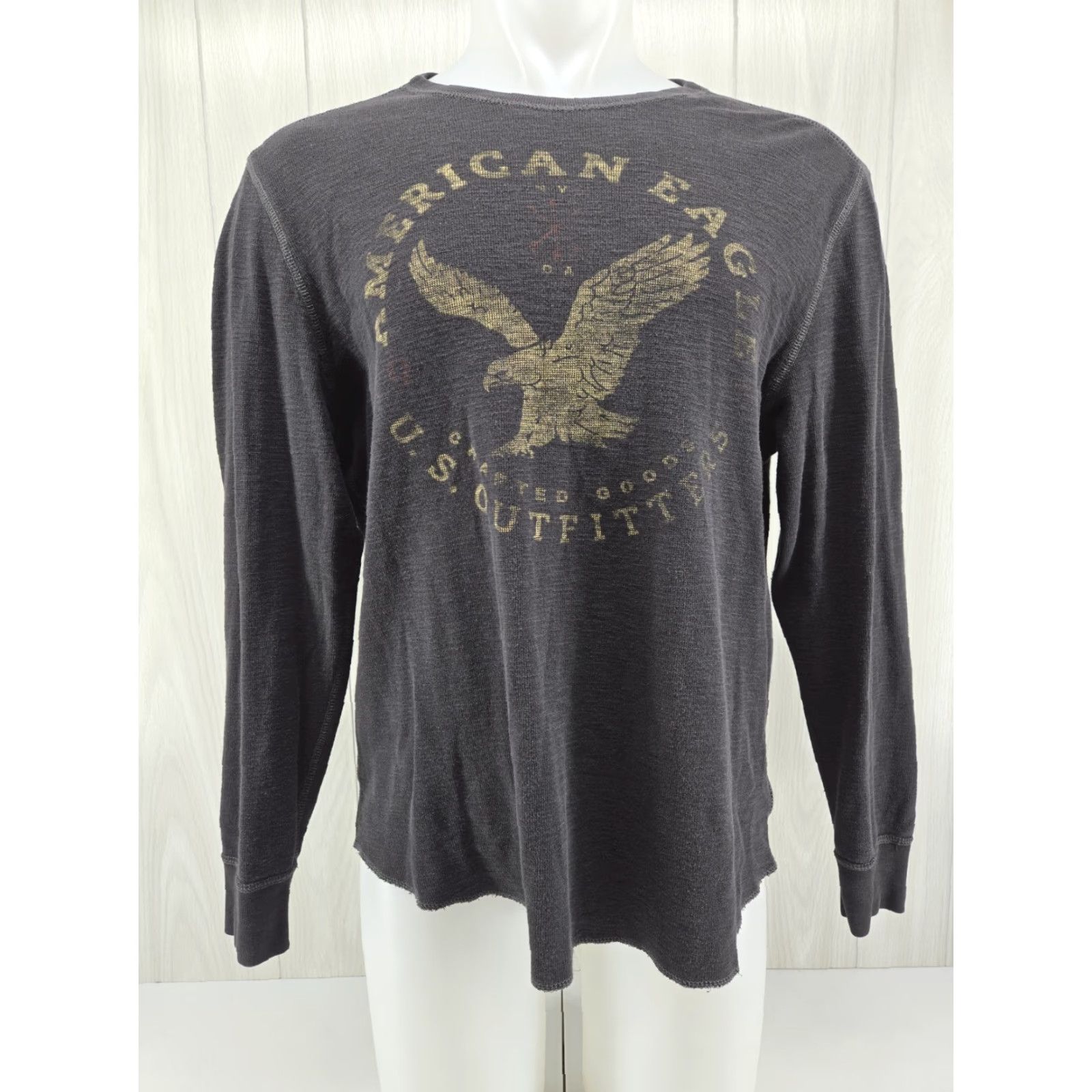 Vintage VINTAGE American Eagle Vintage Fit Shirt Graphic Print Dark Gray Long Sleeve XL Men Shirt Thermal Embroidered 2XL Size US XL / EU 56 / 4 - 2 Thumbnail