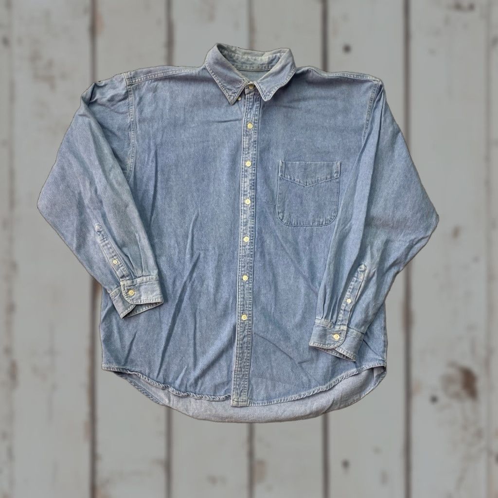 American Eagle Outfitters VINTAGE AMERICAN EAGLE OUTFITTERS Button-Up Long-Sleeve Denim Shirt XL Blue Men Regular Collared Pocketed Western Classic Size US XL / EU 56 / 4 - 1 Thumbnail