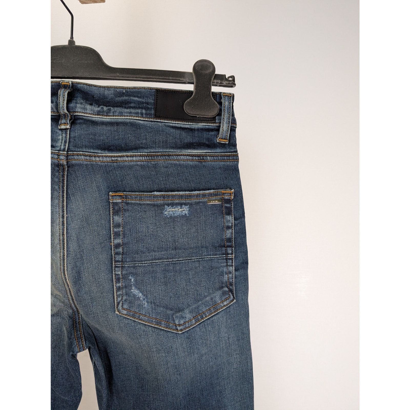 Amiri o1rshd1 Plaid Thrasher Denim Jeans in Deep Classic Blue Size US 36 / EU 52 - 11 Thumbnail