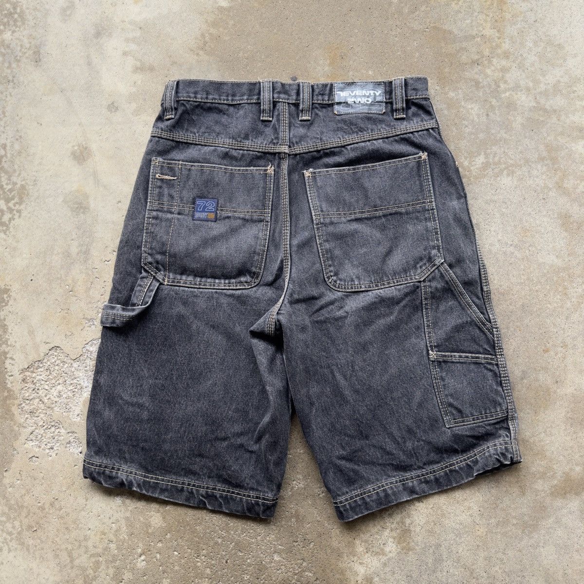 image of Jnco x Vintage Faded Baggy Denim Skater Carpenter Jean Shorts Jorts in Black, Men's (Size 34)