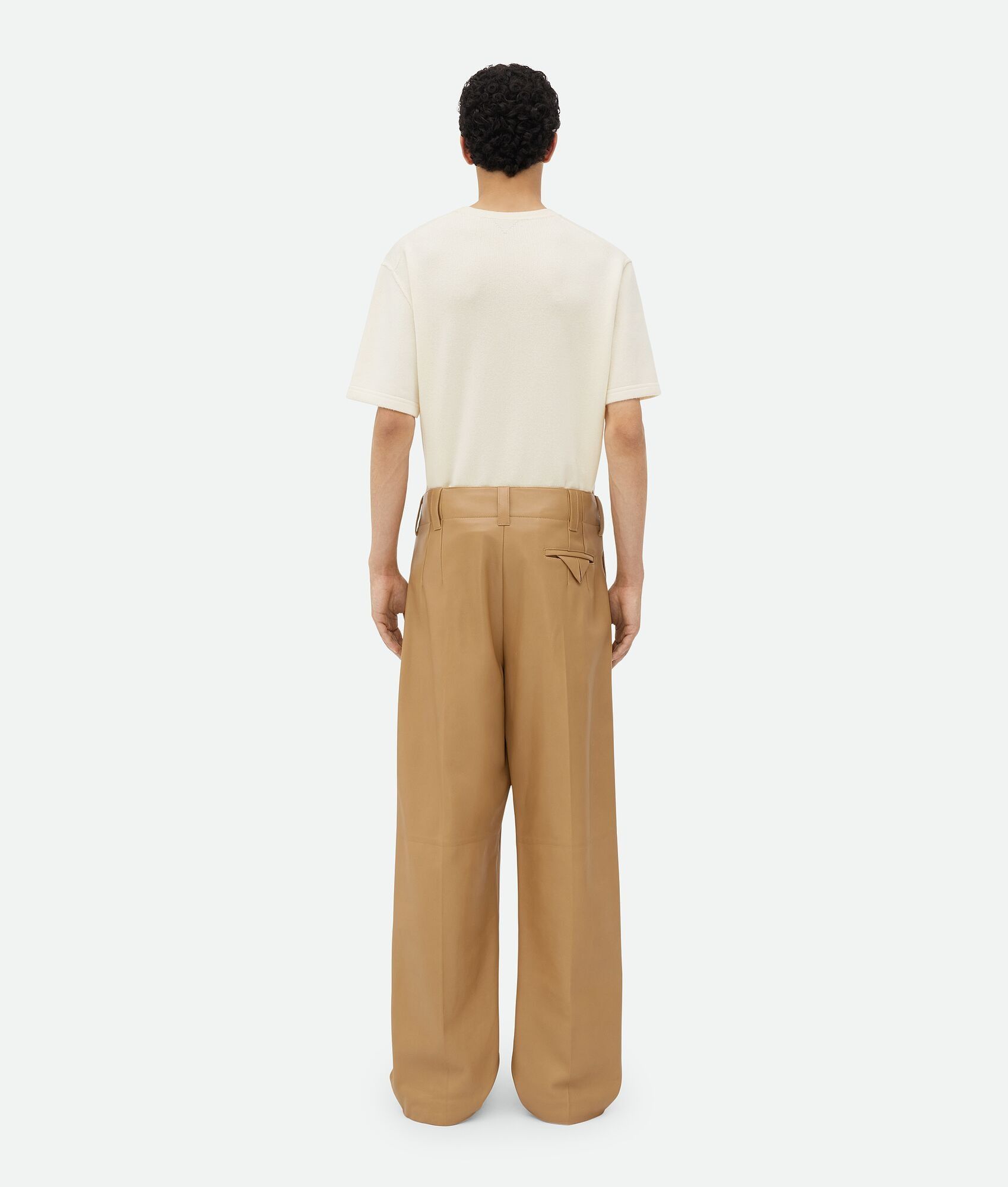 Bottega Veneta o1n1vont0125 Leather Pleated Pant in Light Brown Size US 42 / EU 58 - 3 Thumbnail