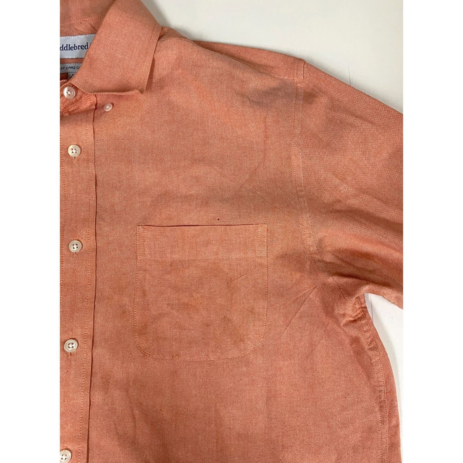 Vintage Saddlebred Mens Shirt 16.5 Orange Easy Care Button-Down Oxford Long Sleeve Collared Size US XL / EU 56 / 4 - 4 Thumbnail