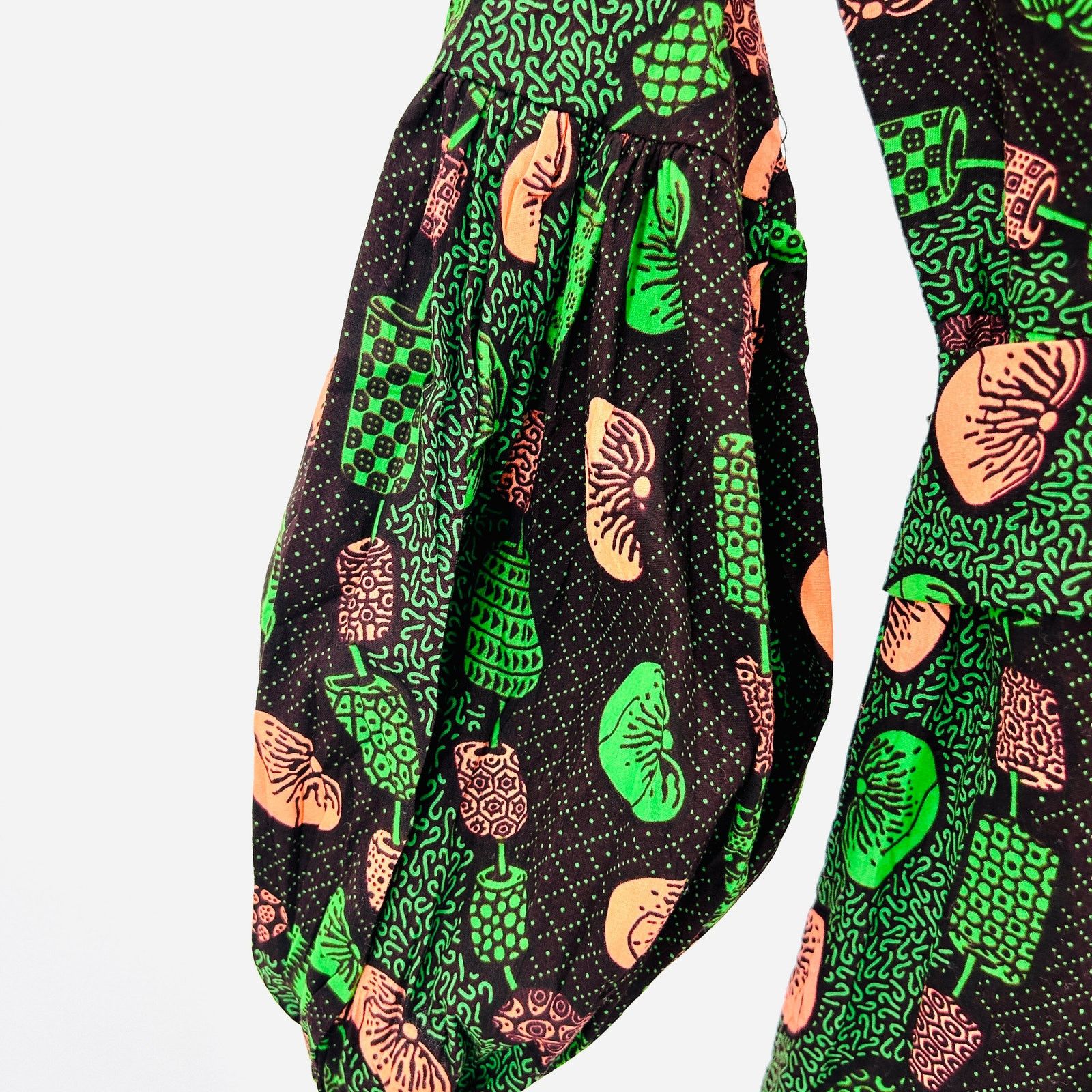 Other Green Coral Mushroom Ankara Print Balloon Sleeve Jumpsuit Size S / US 4 / IT 40 - 4 Thumbnail