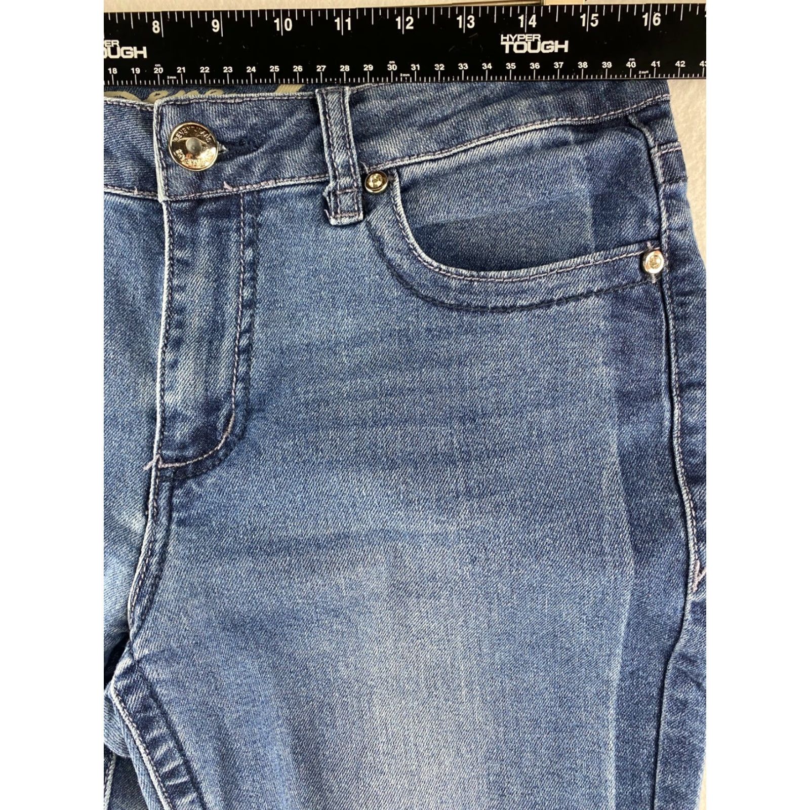 Vintage Seven7 Jeans Womens Size 10 Slim Straight Blue Denim Embroidered Dark Stretch Pocket 5-Pocket Logo Belt Loops Modern Vintage: No (omit N/A) Size 32" / US 10 / IT 46 - 3 Thumbnail