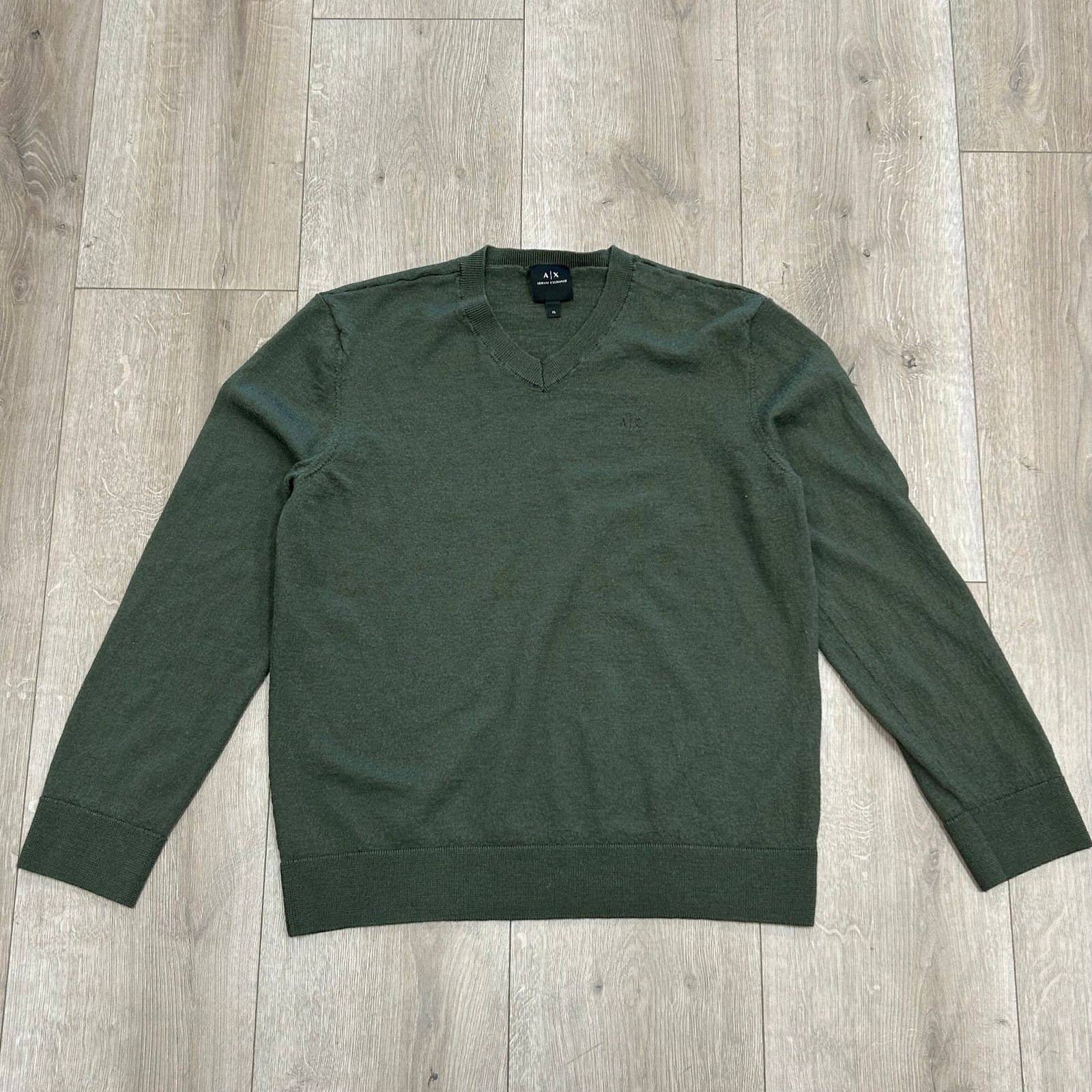 Armani Exchange Armani Exchange V-neck knit sweater Green Size Youth XL B19 Size US XL / EU 56 / 4 - 1 Thumbnail