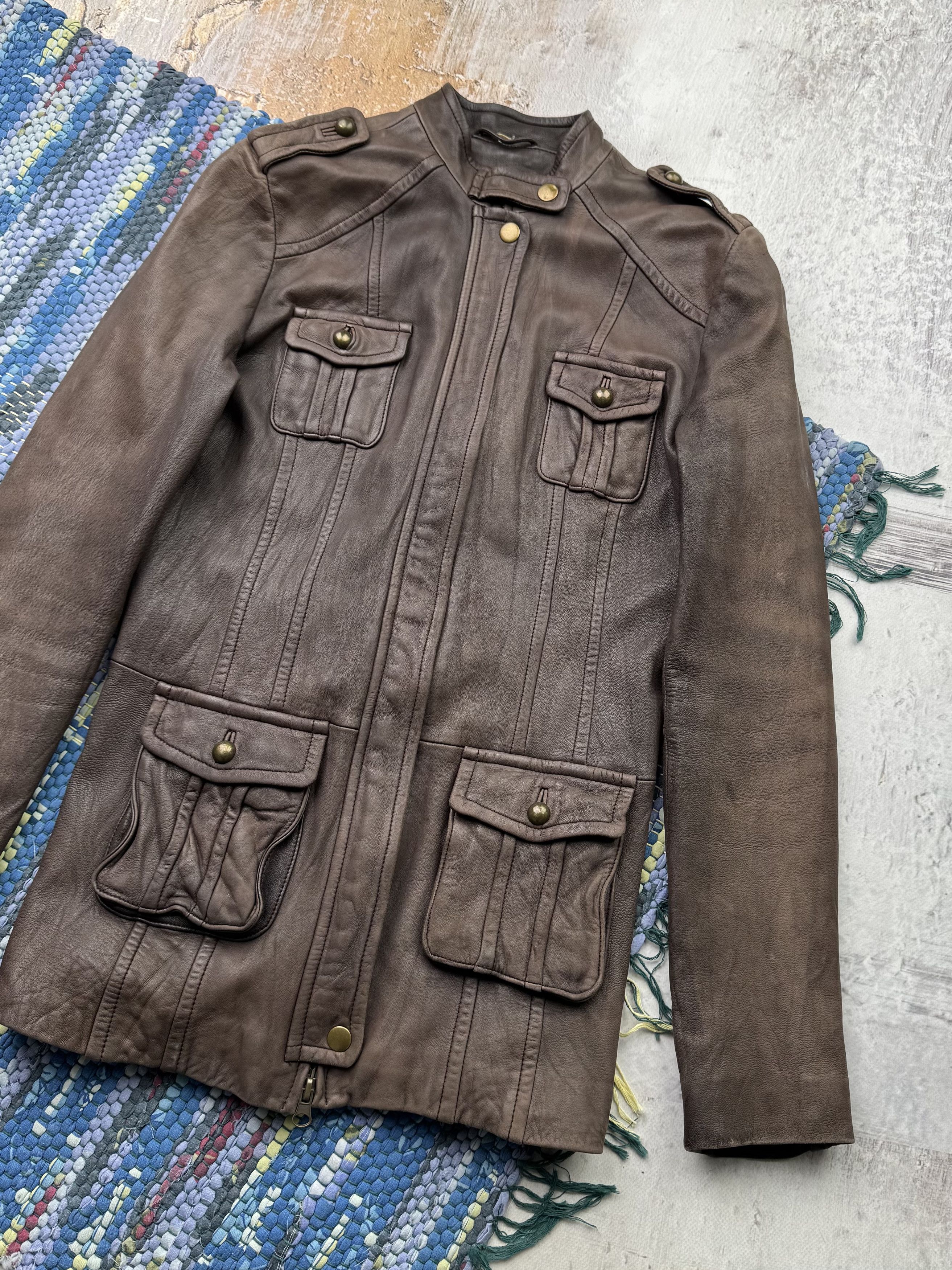 Vintage Vintage Leather Jacket A692D15(339) Size XS / US 0-2 / IT 36-38 - 3 Thumbnail