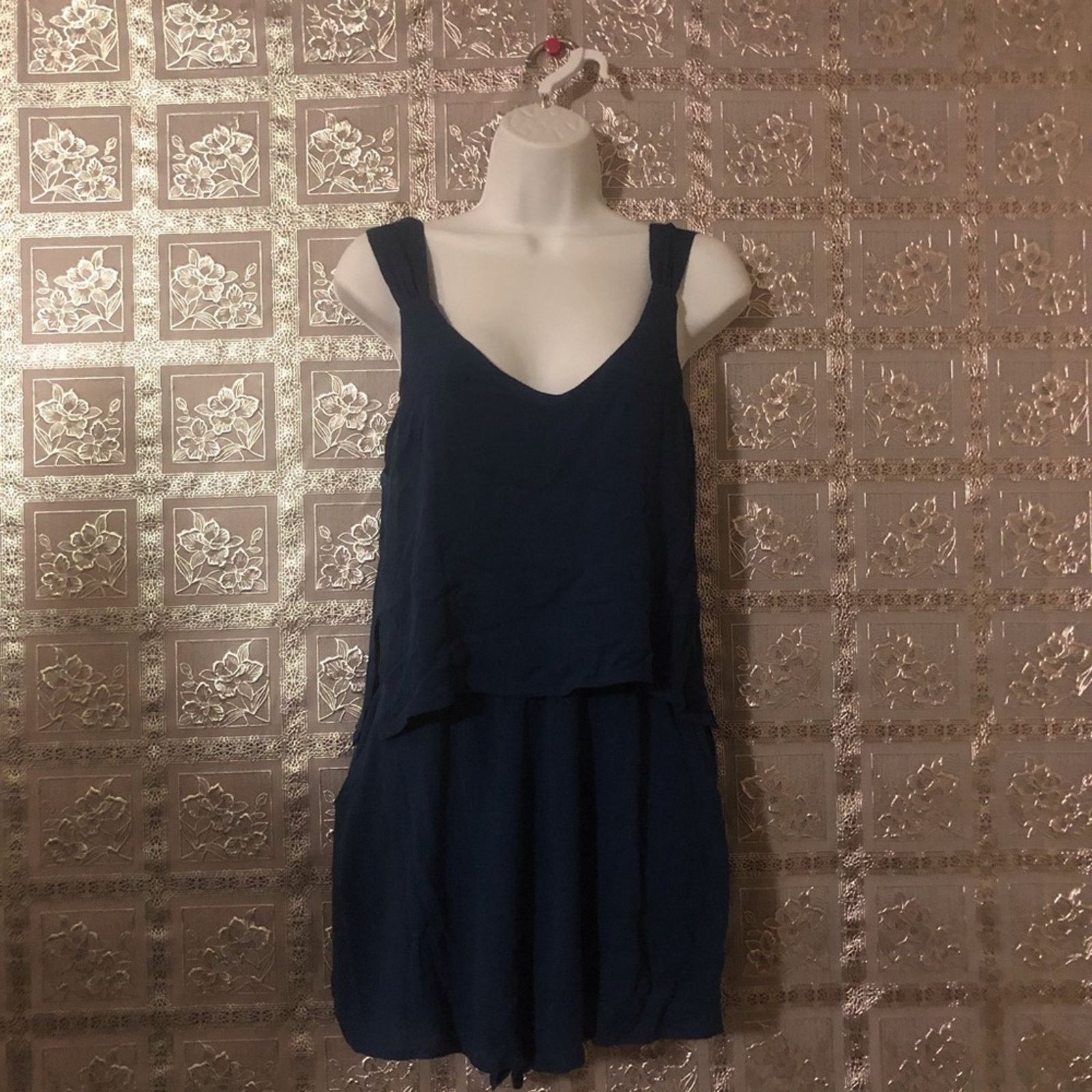 Other NWT Needlework Navy Blue V-Neck Romper Size 28" / US 6 / IT 42 - 3 Thumbnail