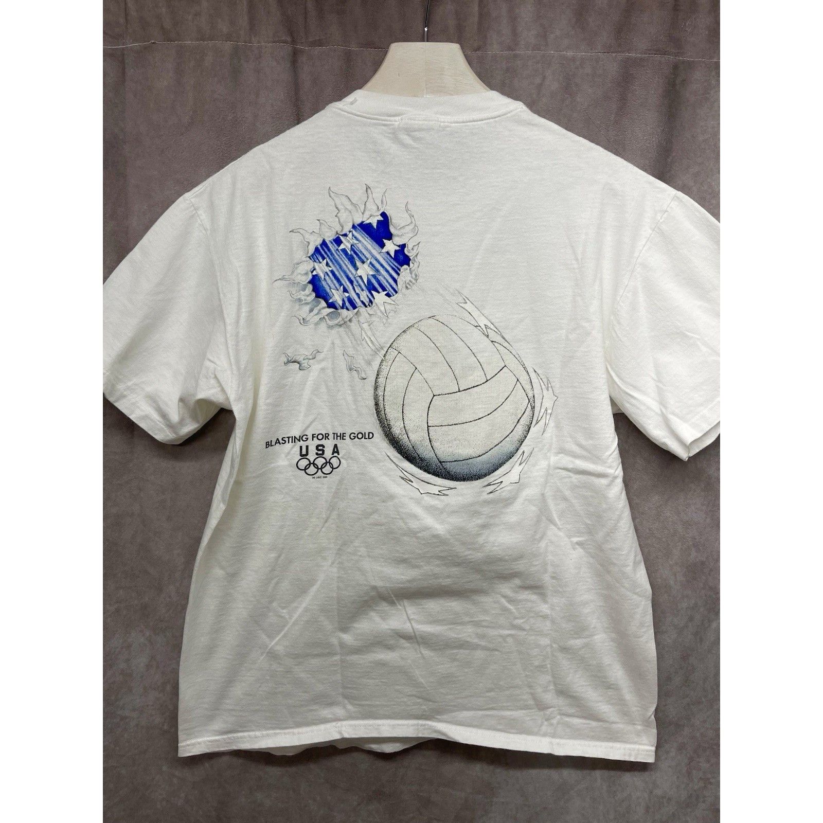 Hanes VINTAGE USA OLYMPIC VOLLEYBALL T SHIRT BLASTING FOR THE GOLD Size US L / EU 52-54 / 3 - 2 Thumbnail