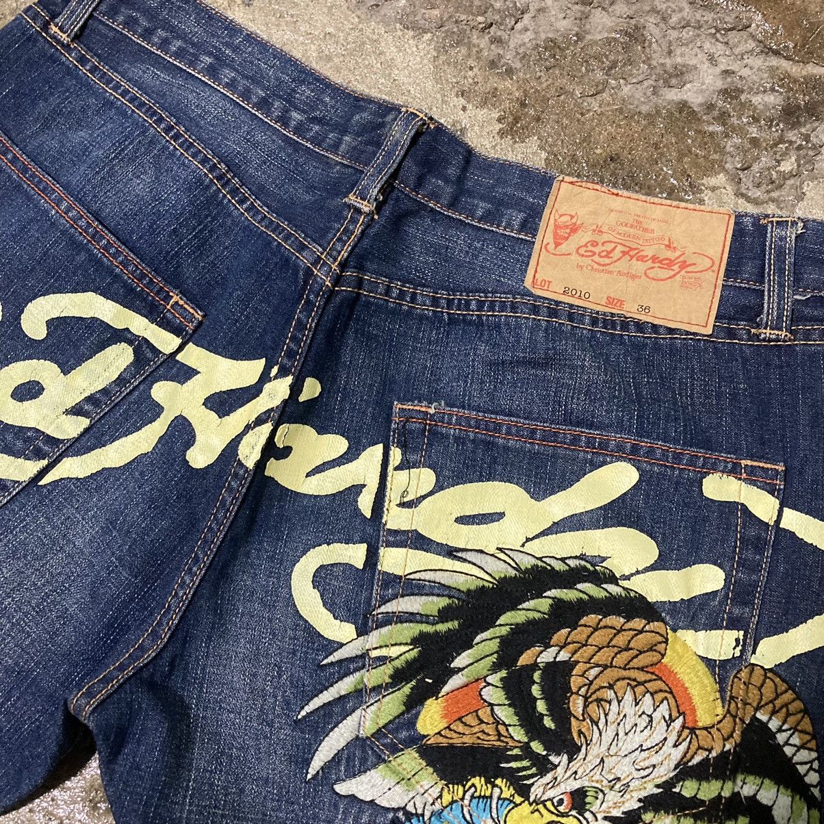Ed Hardy × Japanese Brand × Vintage Crazy Vintage Y2K Ed Hardy Jeans Japanese Skull Skater Style Size US 36 / EU 52 - 5 Thumbnail