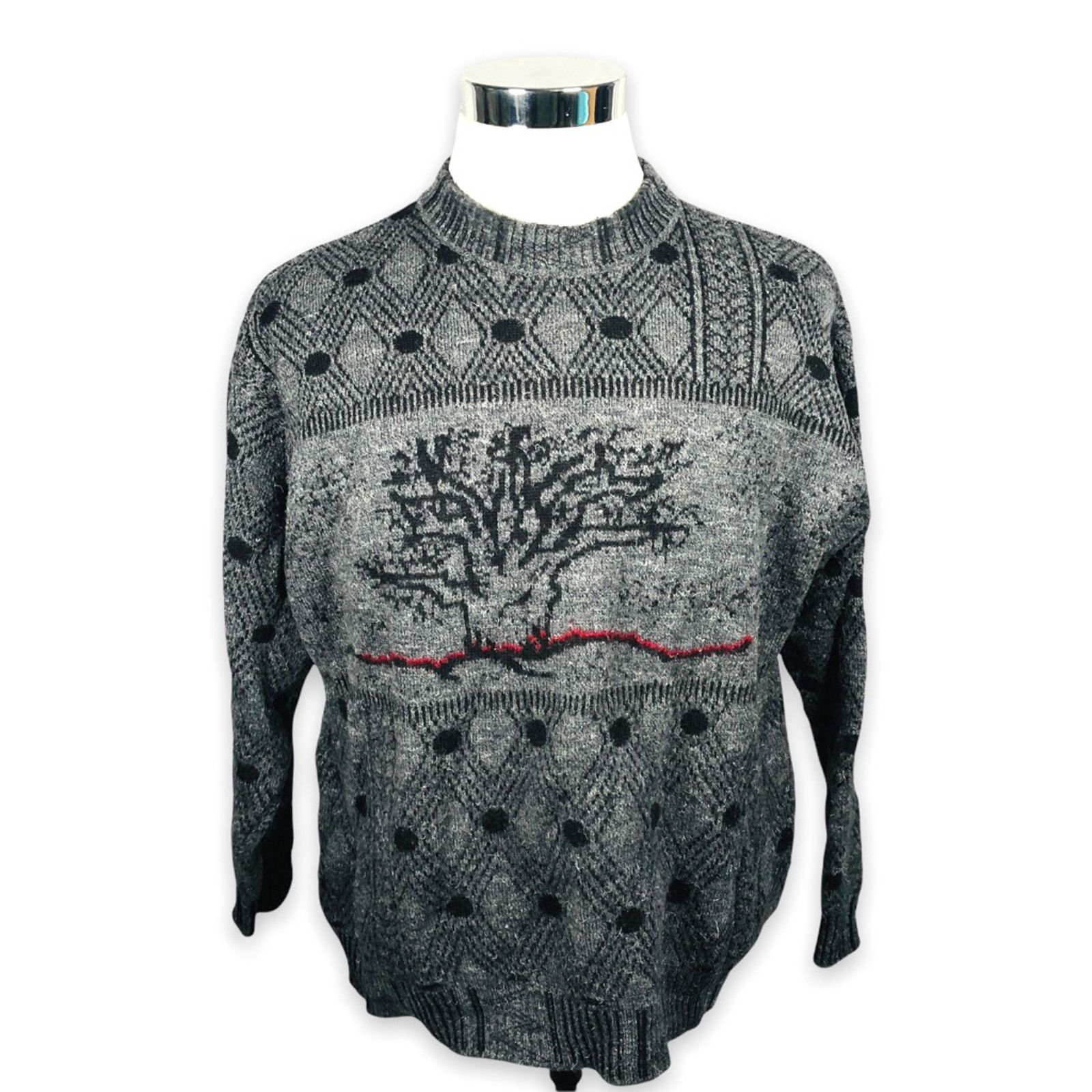 The Unbranded Brand James Dillon Pullover Sweater Gray Black Geometric Tree XL Size US XL / EU 56 / 4 - 1 Thumbnail