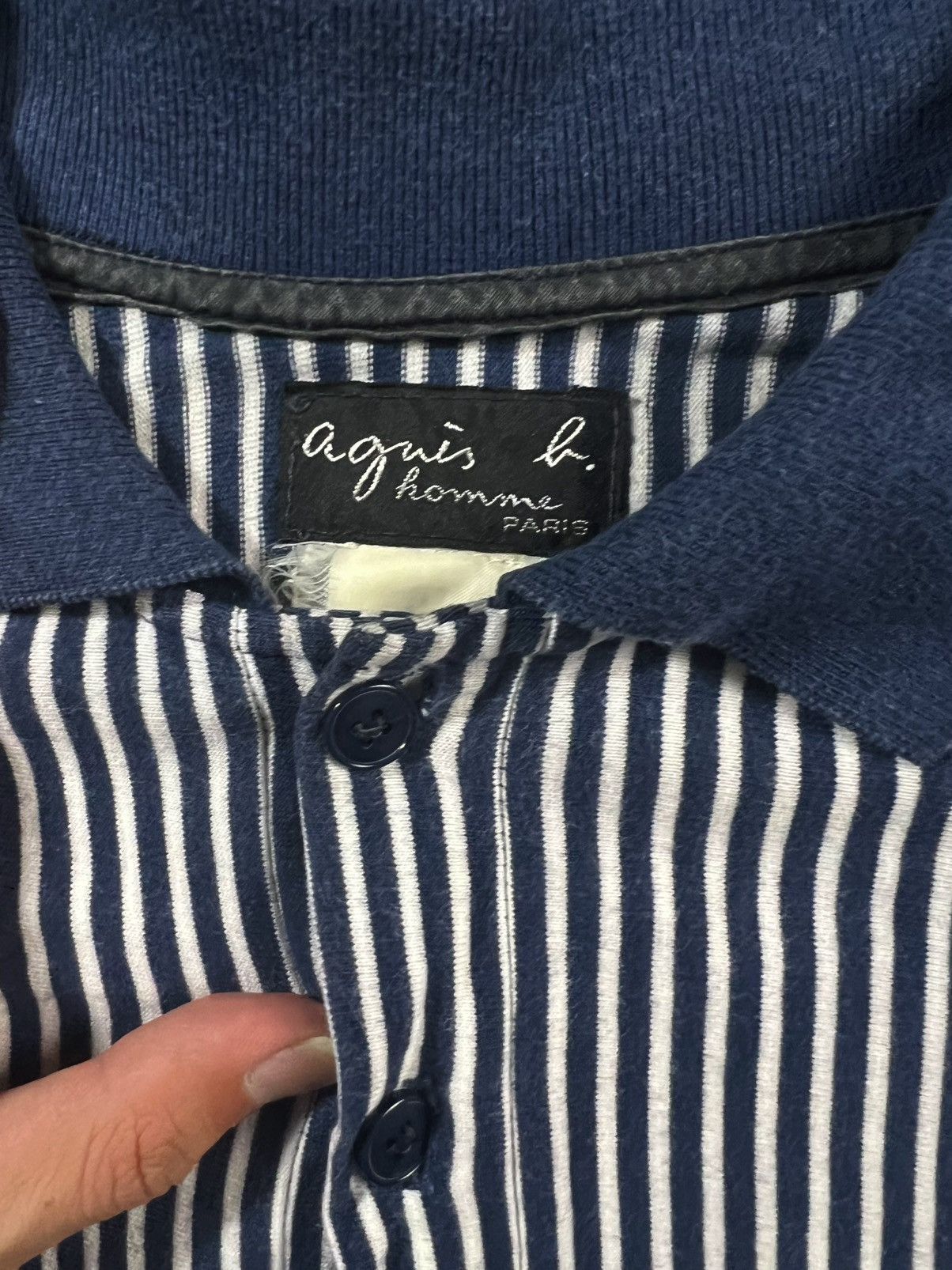 Vintage RARE 90‘s AgnesB Made In France Long Sleeve Pinstripe Collar Size US M / EU 48-50 / 2 - 3 Thumbnail
