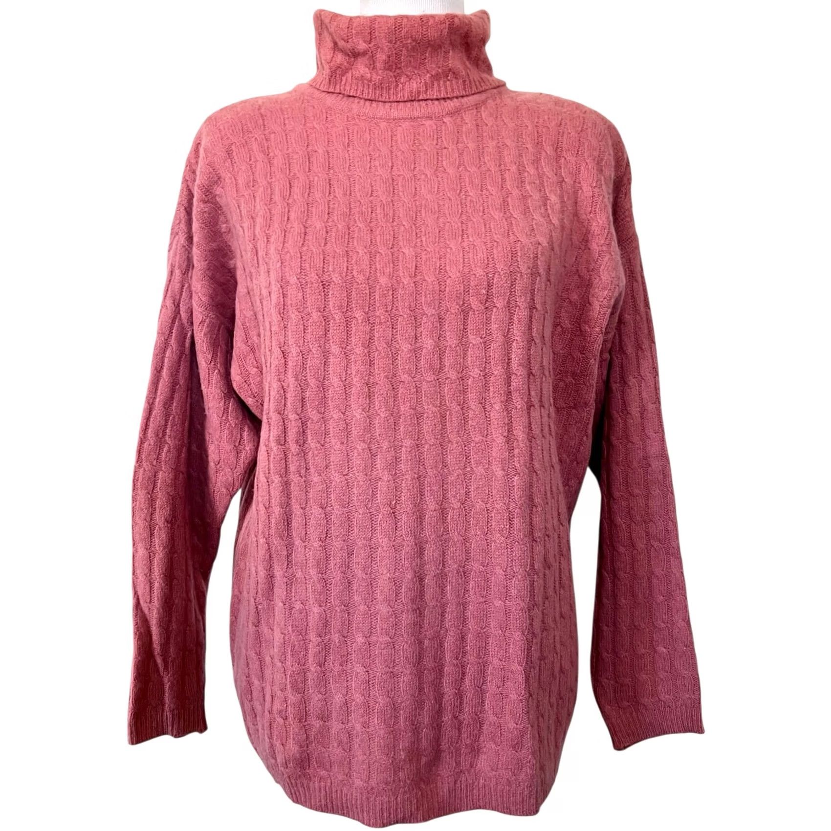 Pinko Wainscott Vintage Sweater Womens Pink Lambswool Angora Turtleneck Cable Knit Petite Small Pullover Wool Angora Nylon Long Sleeve Size S / US 4 / IT 40 - 2 Thumbnail