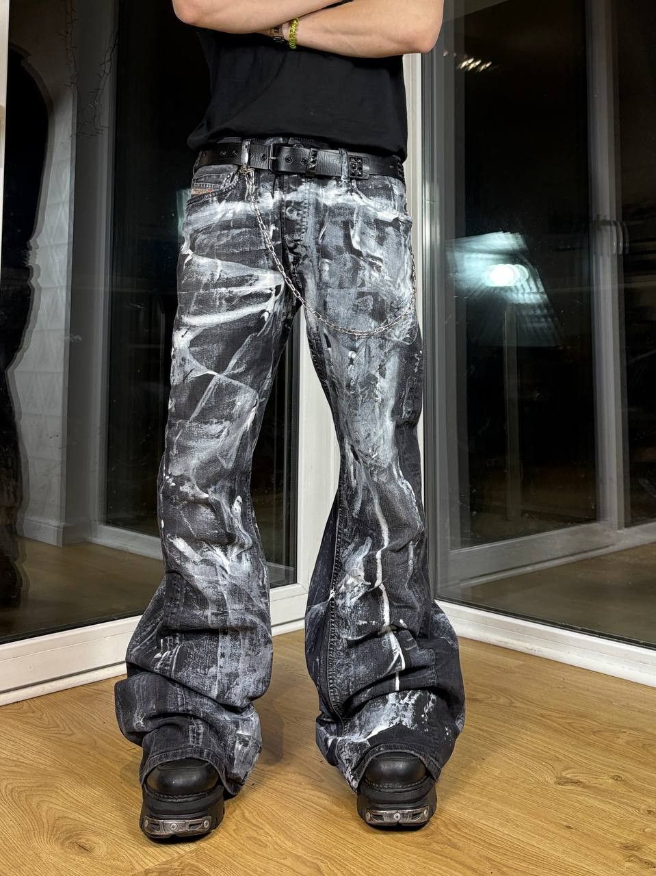 rare bootcut painted flare jeans