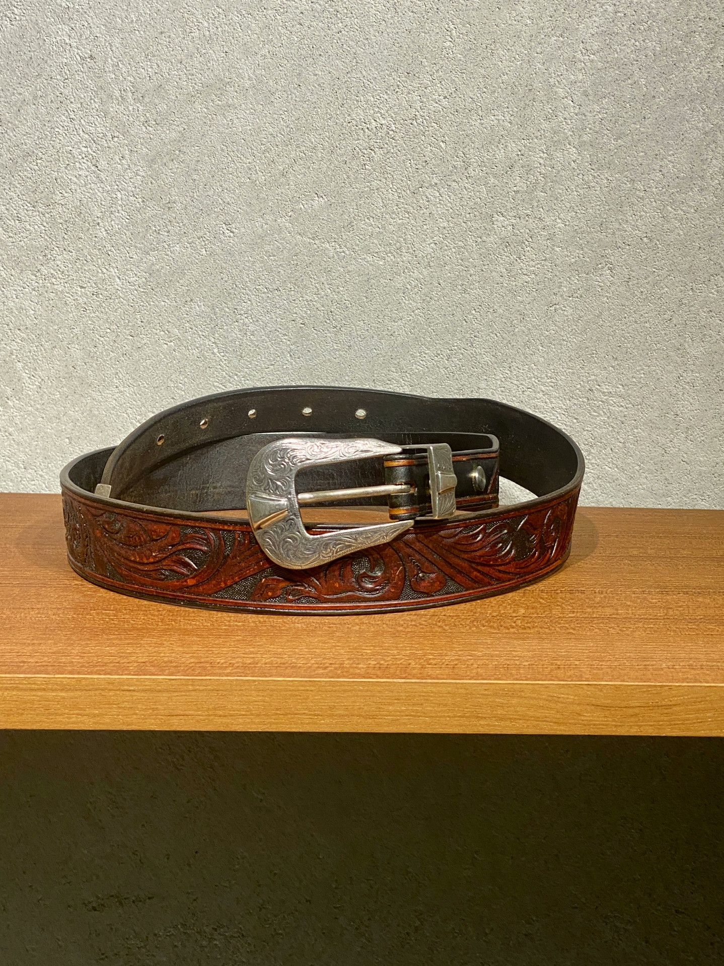 Japanese Brand Japanese Handmade Silver Head Retro Engraved Leather Belt Size ONE SIZE - 1 Thumbnail