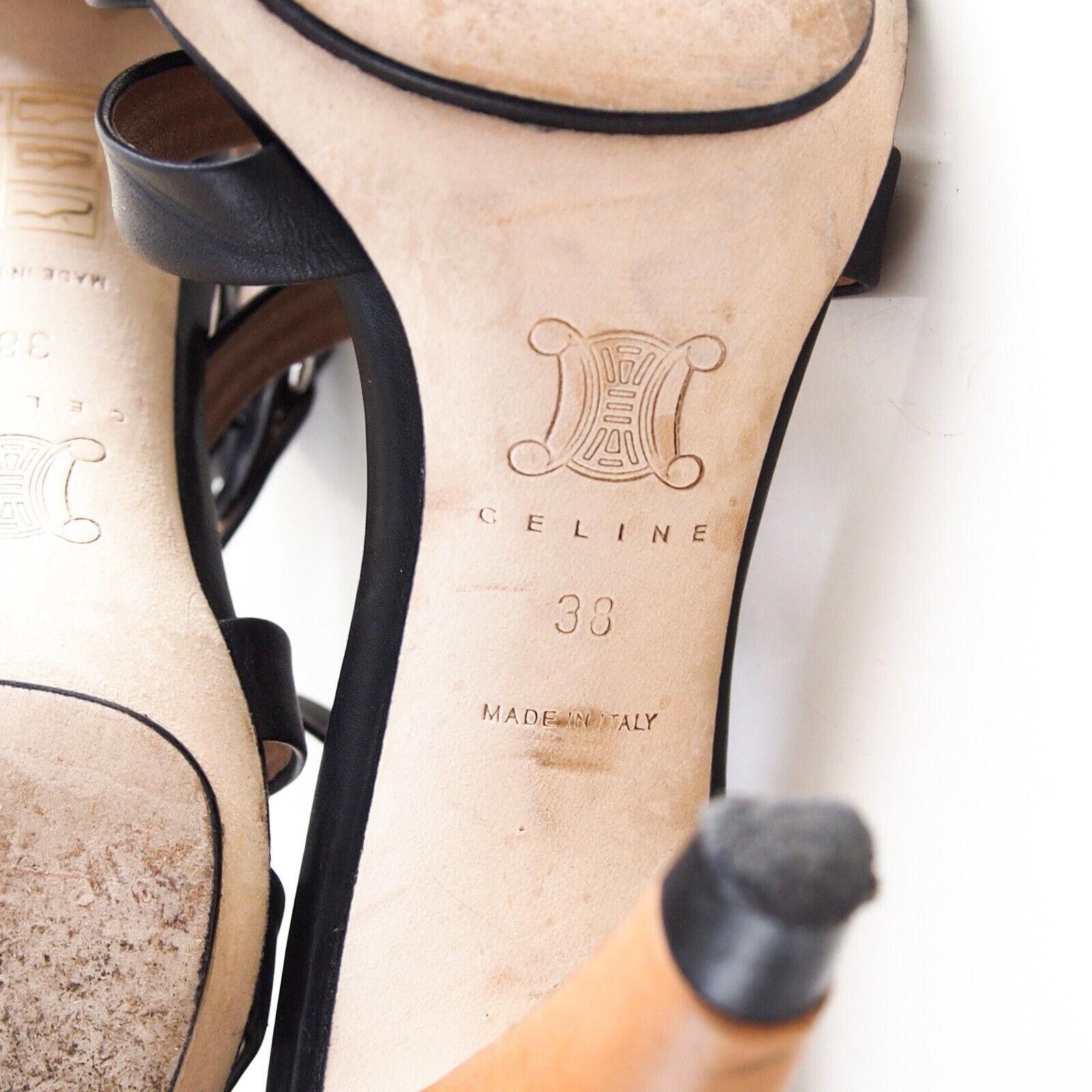 Celine Celine Strappy Sandals Black Beige Leather Size US 8 EU 38 Size US 8 / IT 38 - 9 Thumbnail