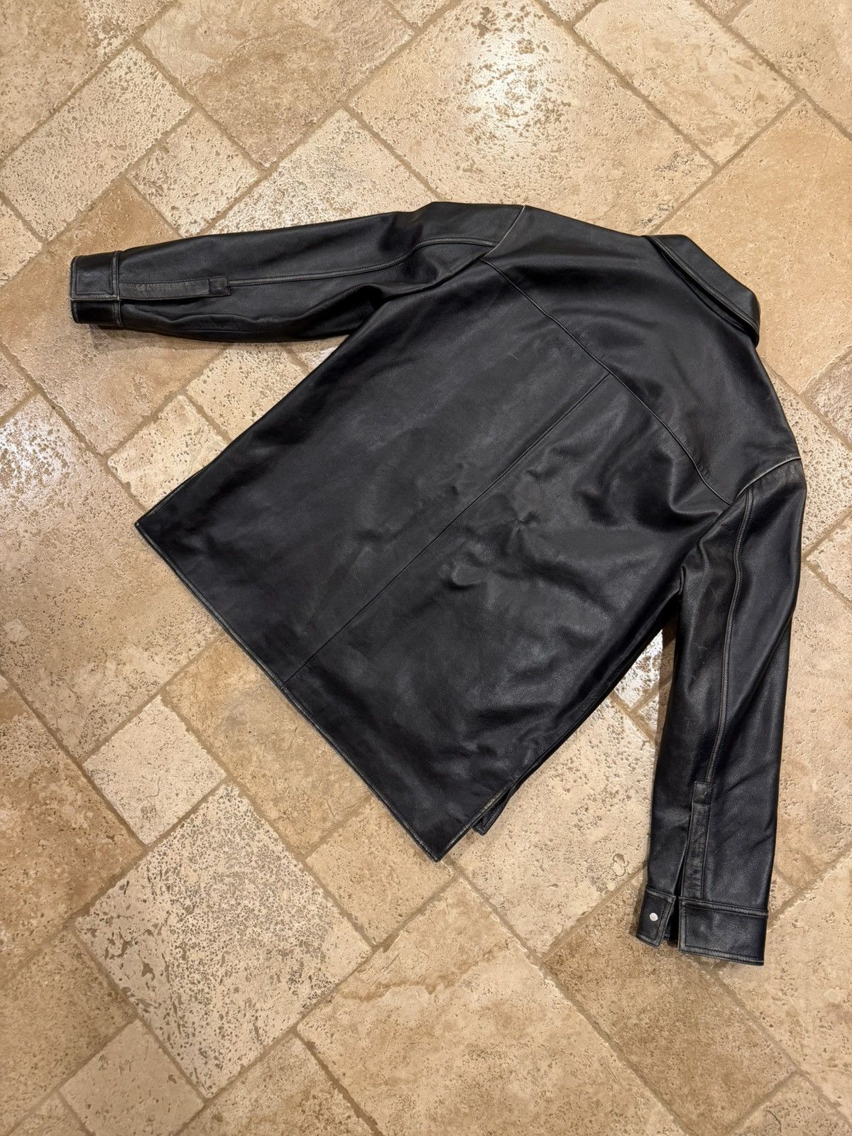 Loewe Loewe SS24 Black Aged Calfskin Leather Anagram Logo Jacket Size US L / EU 52-54 / 3 - 13 Thumbnail