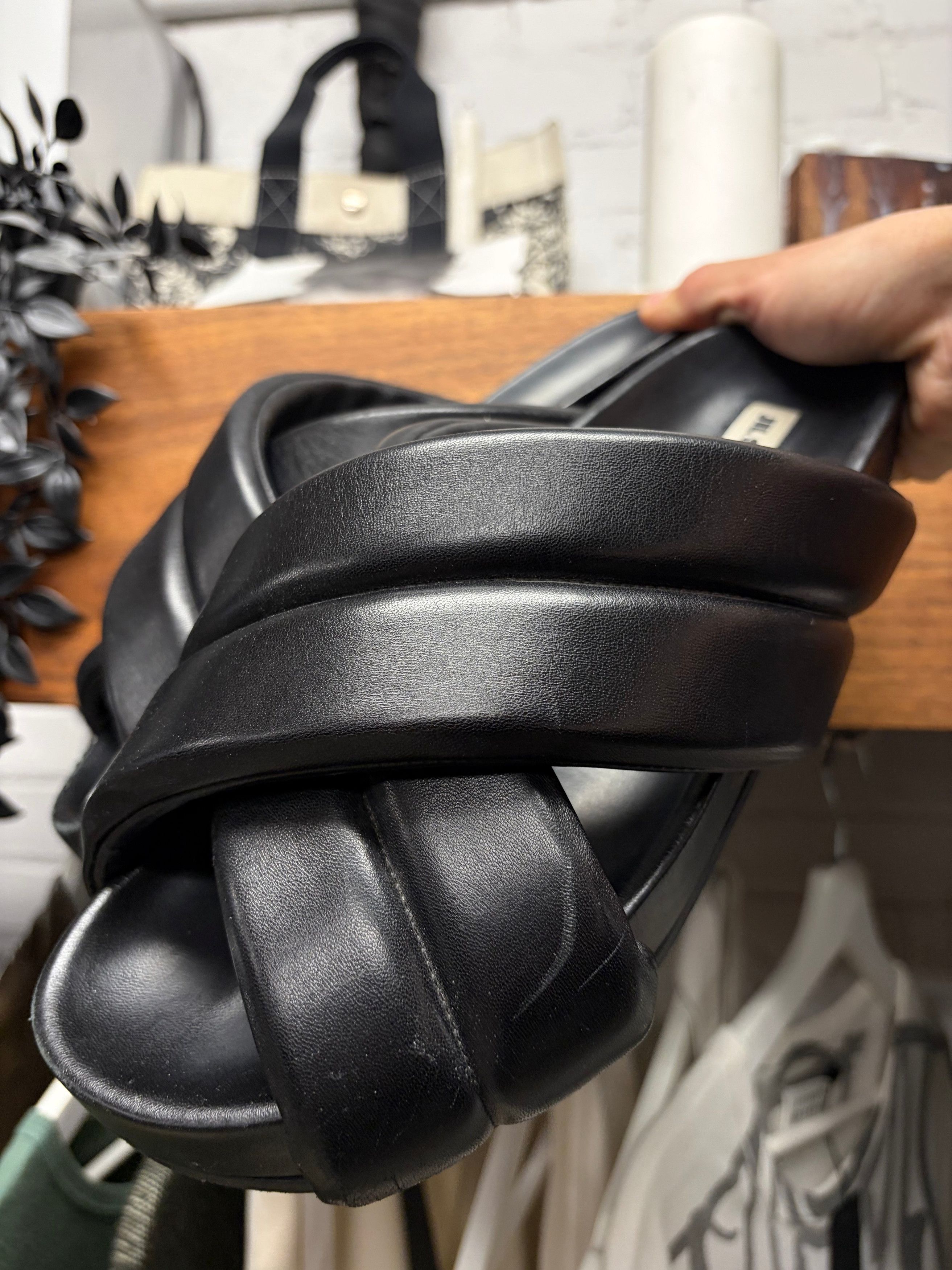 Jil Sander Jil Sander Crossover Strap Black Leather Sandals Size US 10 / EU 43 - 2 Thumbnail