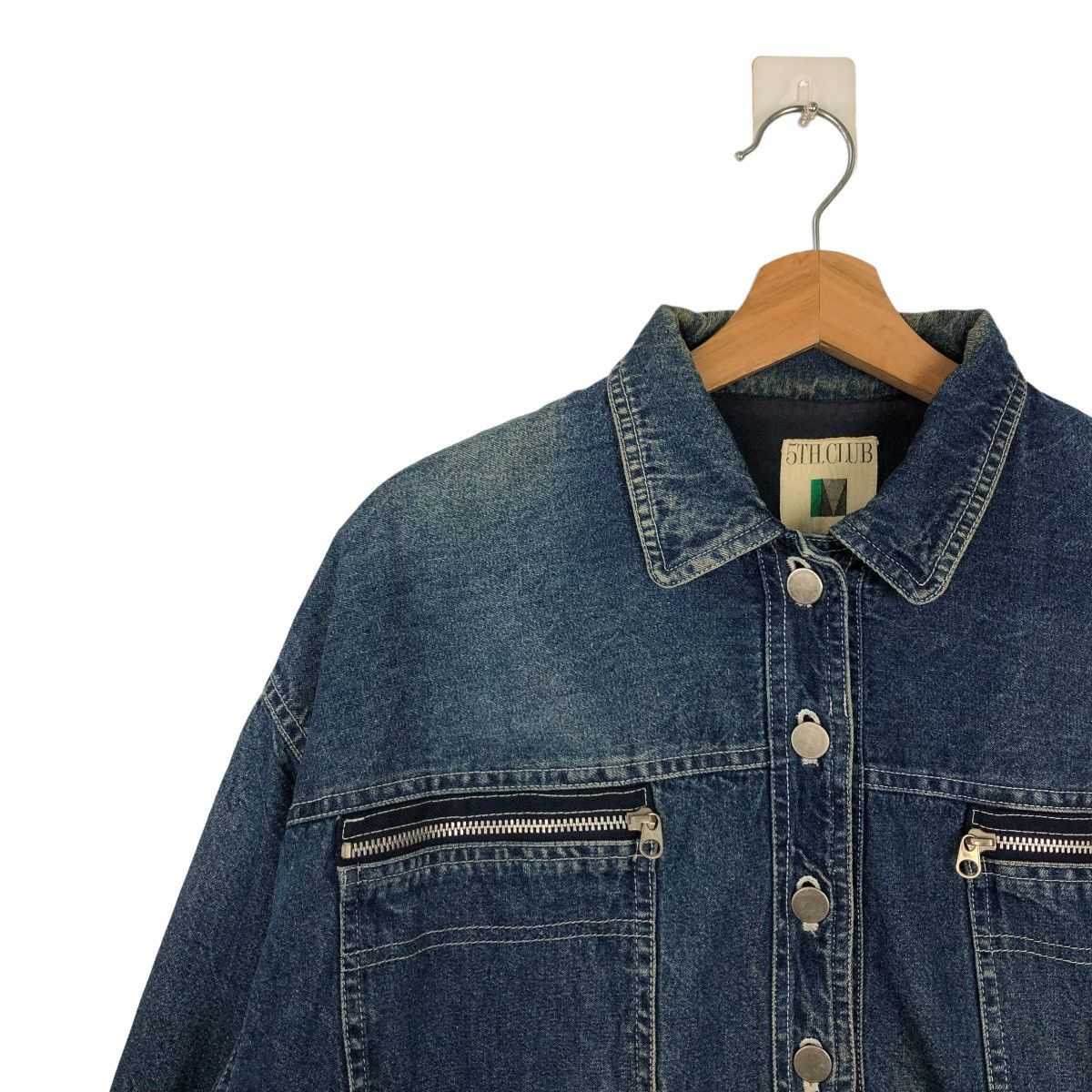 Japanese Brand 🔥CROPPED DENIM BIKER JACKET 5TH CLUB MELROSE ISSEY MIYAKE Size US M / EU 48-50 / 2 - 6 Thumbnail