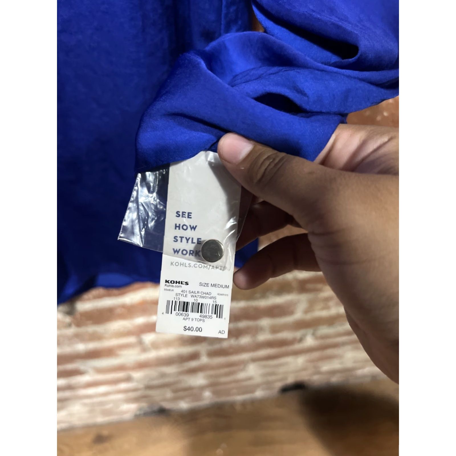 Apt. 9 Apt. 9 NWT Womens Blue Zip Blouse Medium Size M / US 6-8 / IT 42-44 - 3 Thumbnail