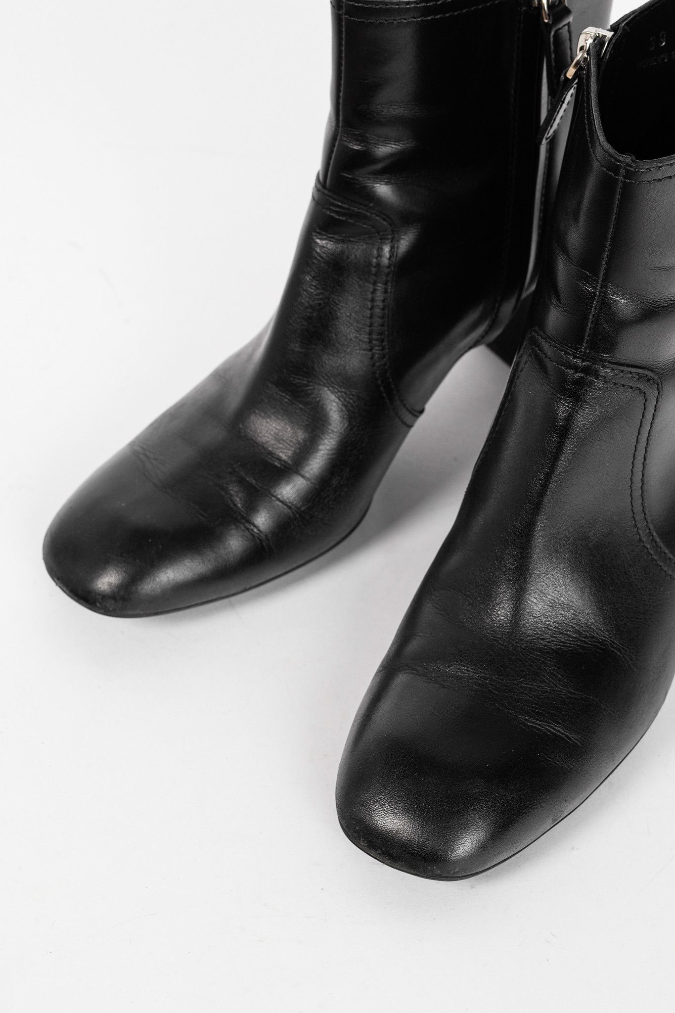 Tod's Tod's Black Leather Square-Toe Ankle Boots Size US 8.5 / IT 38.5 - 6 Thumbnail