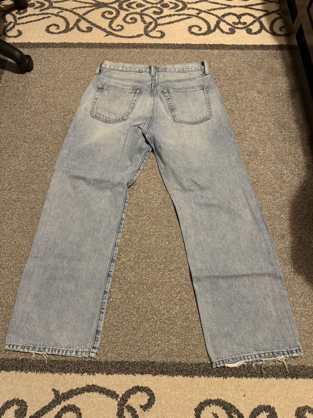 Gap Double Ripped Knee Light Blue Loose Wide Leg Jeans Size US 31 - 2 Thumbnail