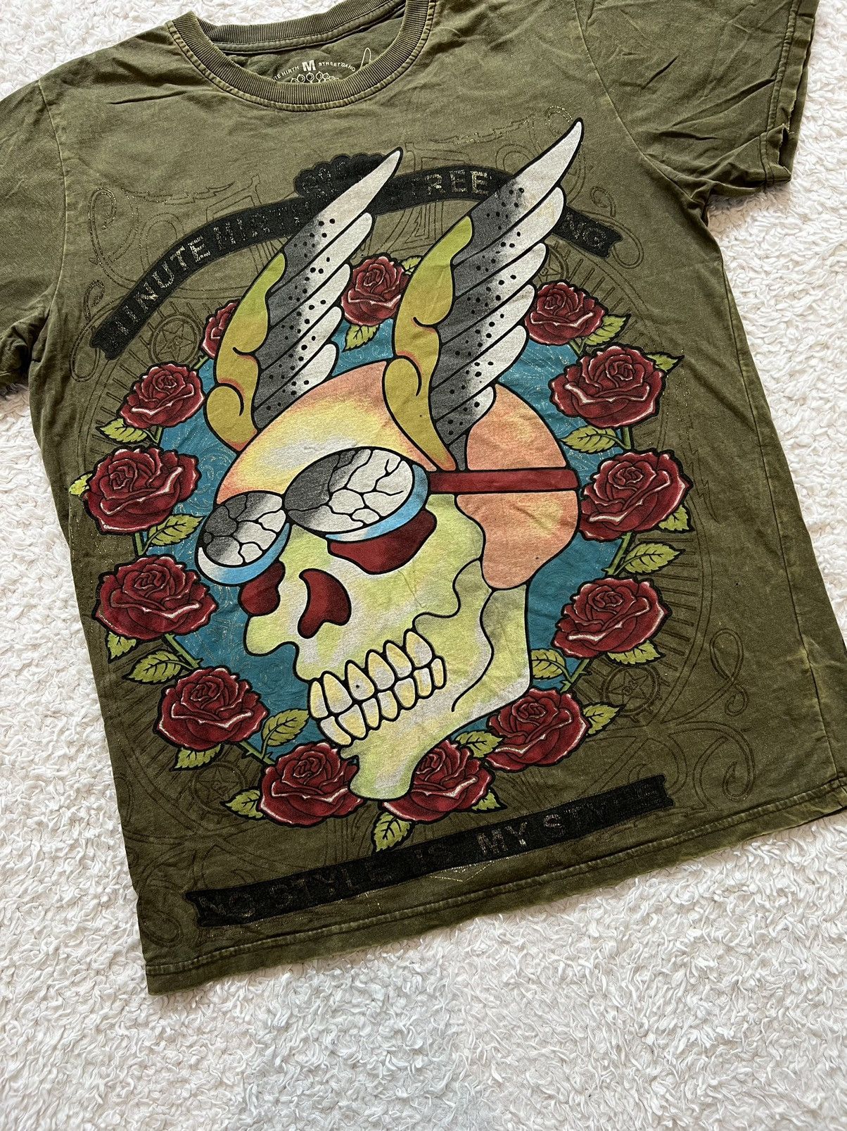 Affliction × Vintage T-shirt Minute Mirth Skull Affliction Vintage Size US M / EU 48-50 / 2 - 3 Thumbnail
