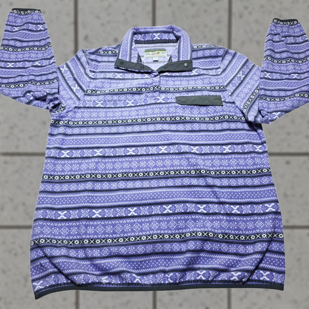 Vintage JACHS Cabin Purple Fleece 1/4 Snap Pullover Sweater Jacket Aztec Women's Large Size L / US 10 / IT 46 - 1 Thumbnail