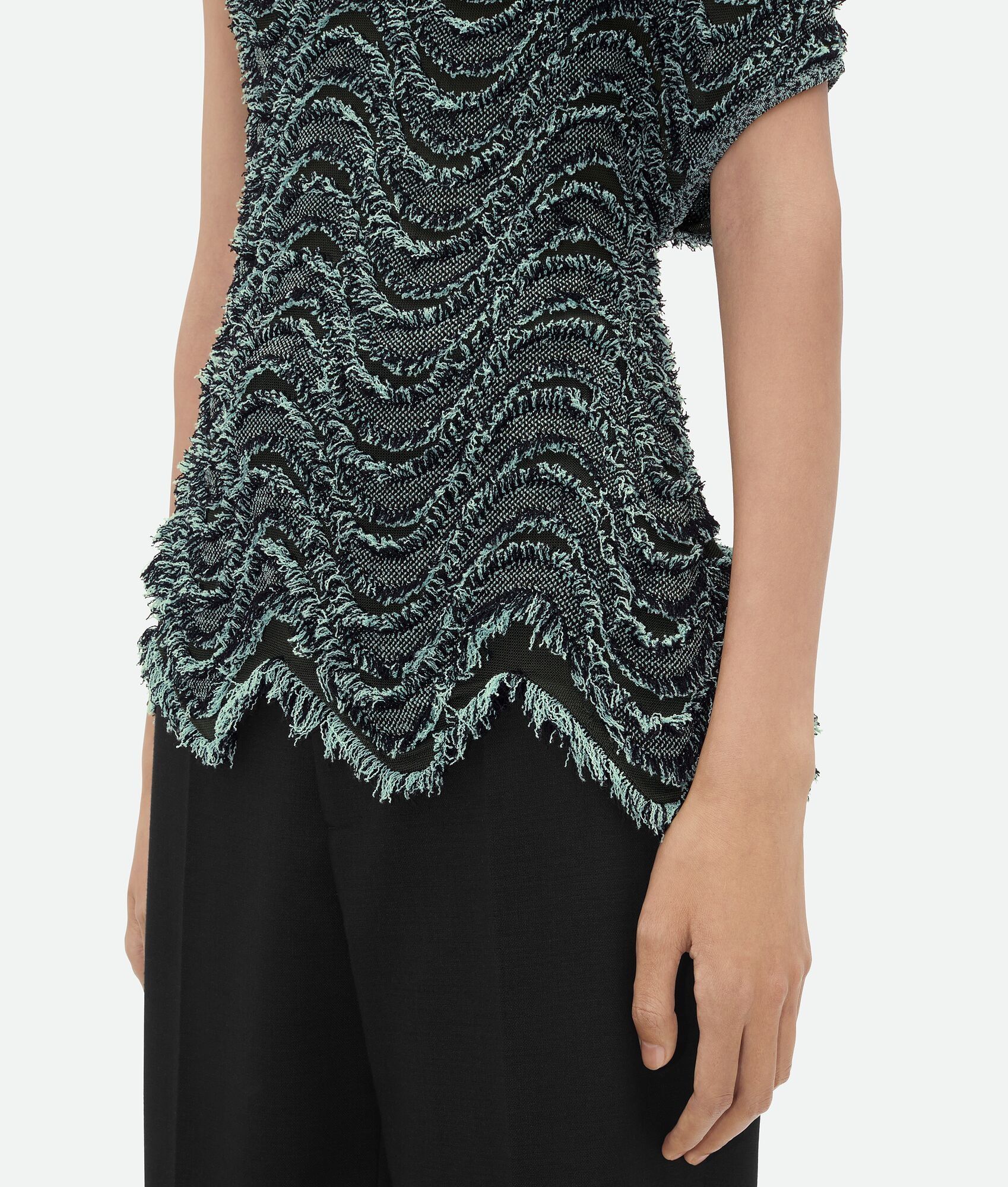 Bottega Veneta o1bcso1str0725 Textured Viscose Top With Weaved Fringes Size S / US 4 / IT 40 - 4 Thumbnail