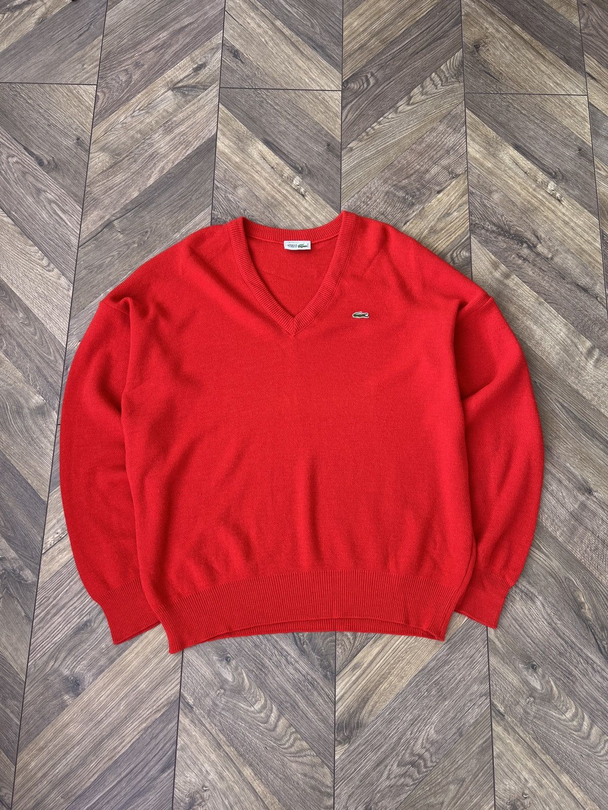 Designer × Lacoste × Vintage Vintage Lacoste V-neck knitted sweater Size US L / EU 52-54 / 3 - 1 Thumbnail