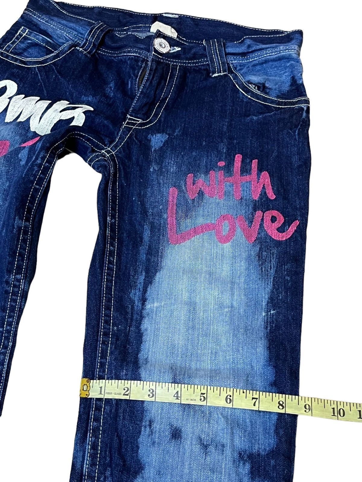 Japanese Brand SICK🔥JAPANESE BMB BLUE MOON BLUE STRAIGHT LEG PAINTED JEANS Size US 32 / EU 48 - 14 Thumbnail