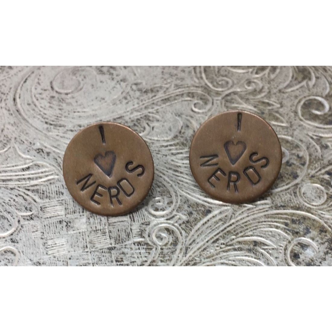 Other ''I love Nerds'' Women's Copper Tone Circle Stud Earrings Size ONE SIZE - 1 Thumbnail