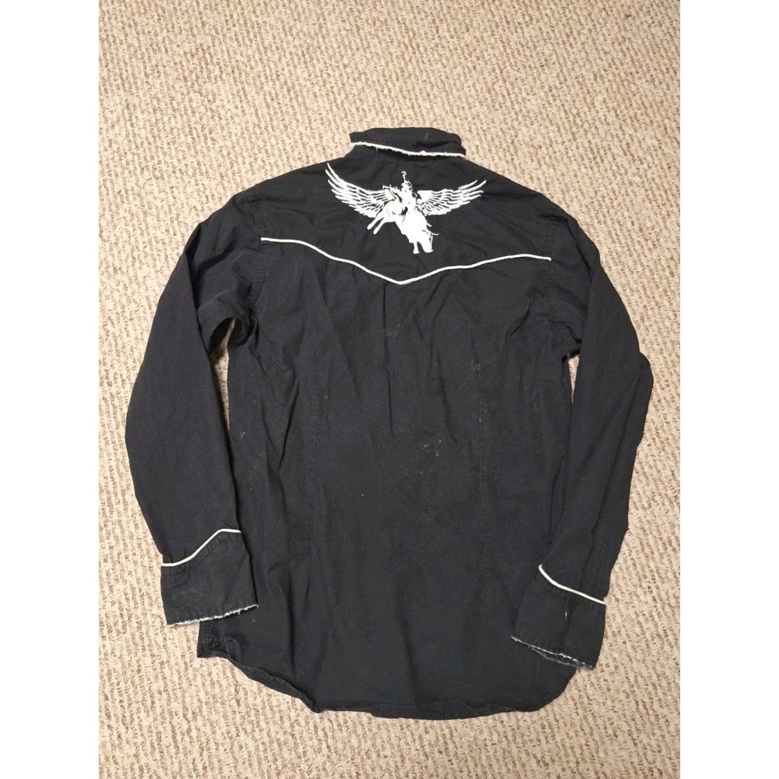 Roar Roar Western Shirt L Distressed Grunge Embroidered Wings Eagle Cowboy Button-Up Men X L Black Size US L / EU 52-54 / 3 - 2 Thumbnail