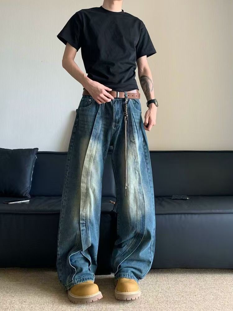 Japanese Brand × Jean Blue washed vintage stitching work jeans y2k Size US 32 / EU 48 - 1 Thumbnail