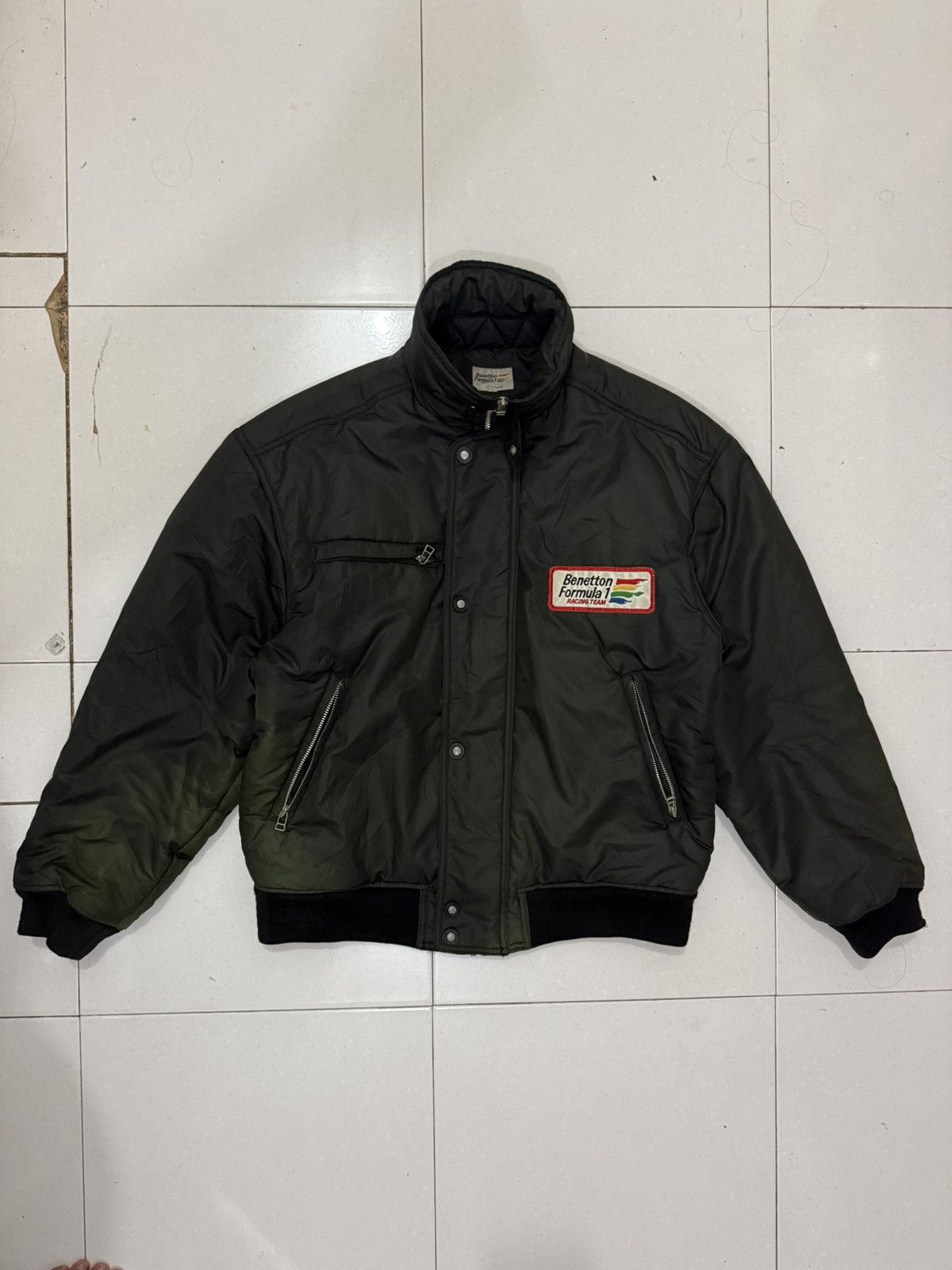 United Colors Of Benetton 90’s UCOB Big Logo Bomber Distress Jacket Size US M / EU 48-50 / 2 - 2 Thumbnail