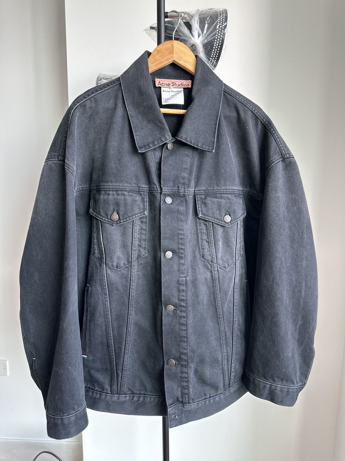 image of Acne Studios Oversized Denim Jacket in Black, Men's (Size Medium)