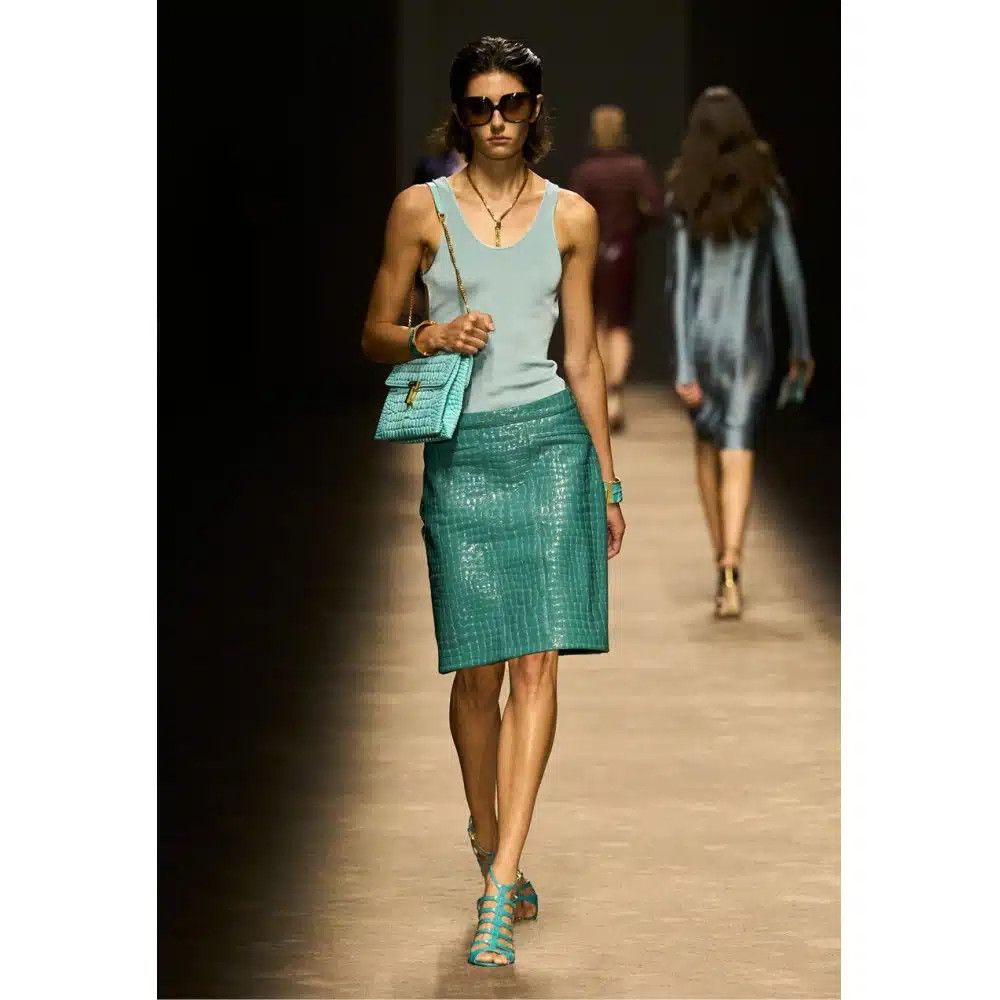 Tom Ford o1loc1c0425 GCL879 Goat Leather Skirt in Light Blue Size 27" / US 4 / IT 40 - 2 Thumbnail