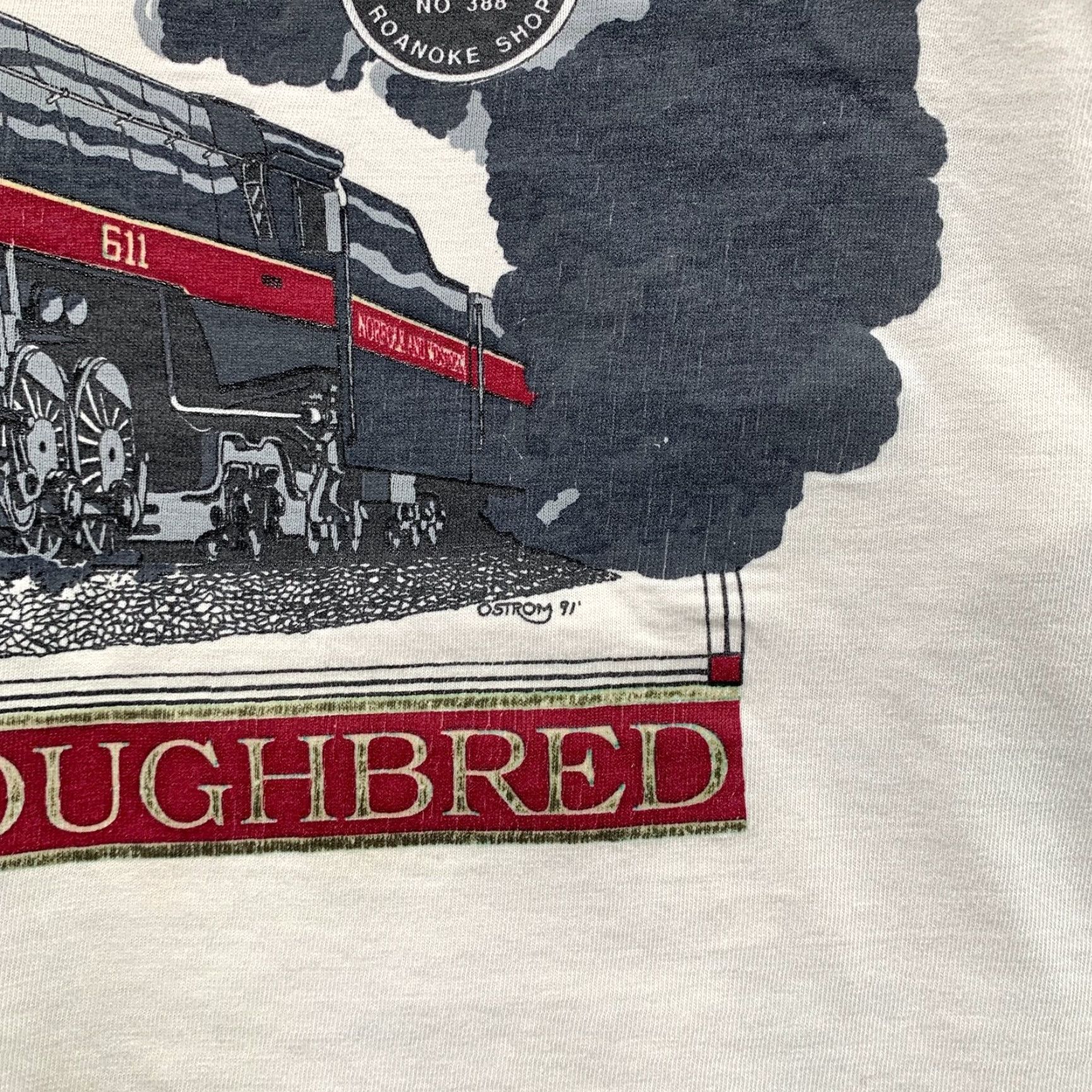 Vintage VINTAGE Oneita The Thoroughbred Steam Train Norfolk Shirt Men L White Cotton Short Sleeve Crew Neck T-Shirt 1990s Size US L / EU 52-54 / 3 - 6 Thumbnail