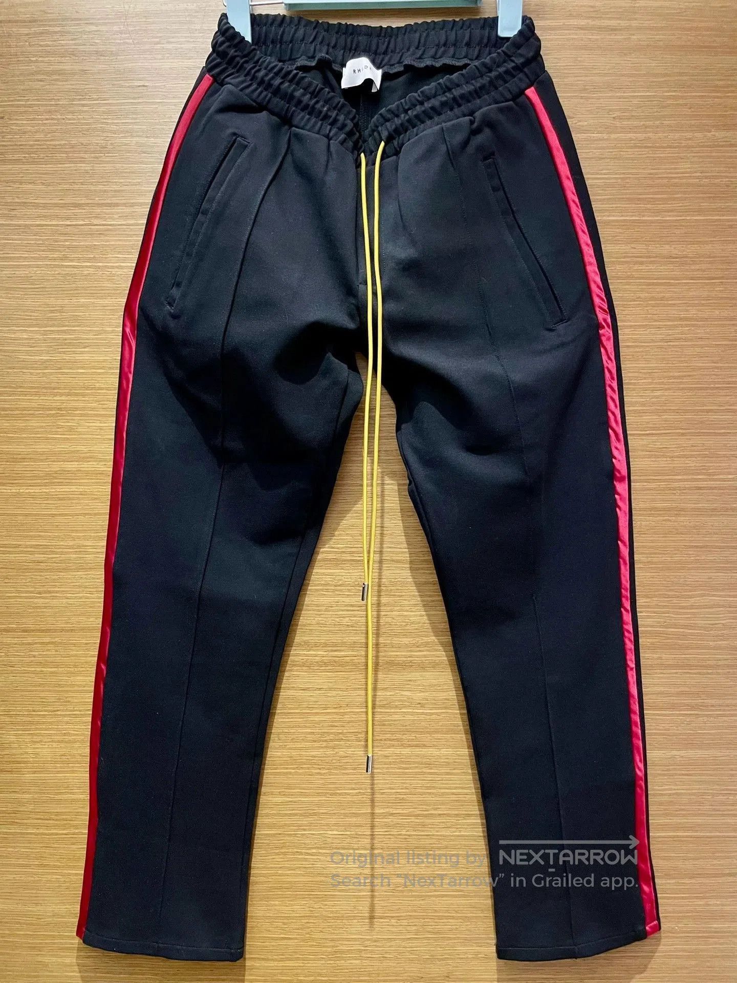 Rhude Black Side Stripe Drawstring Sweatpants Size 32. Size US 32 / EU 48 - 3 Thumbnail