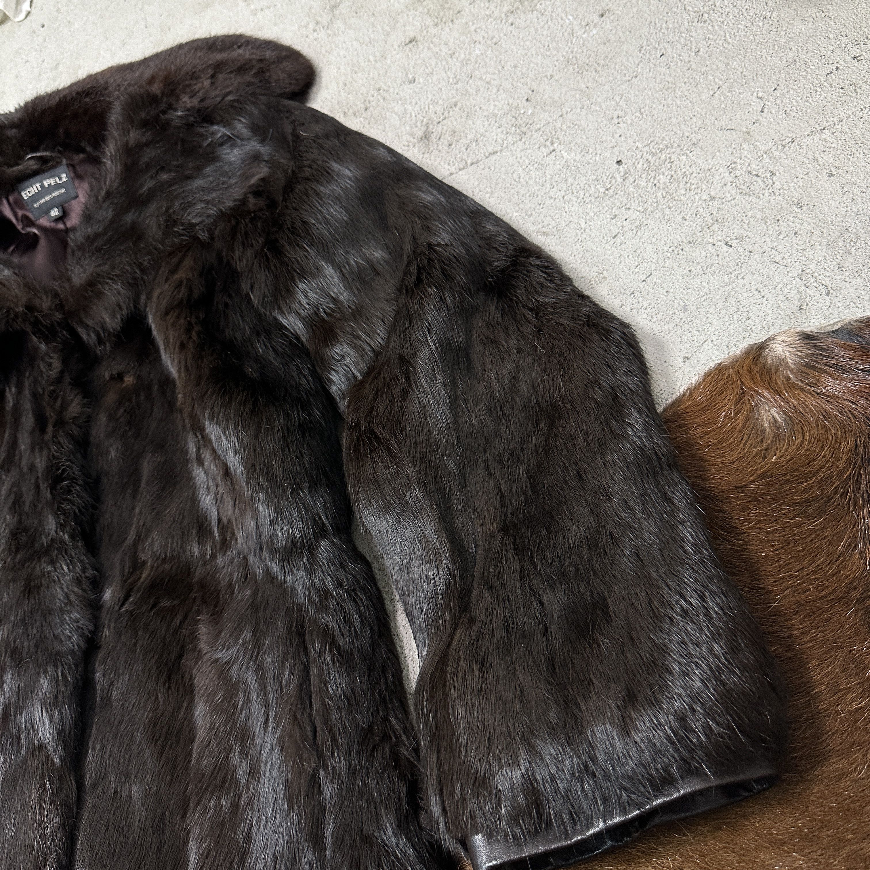 Vintage Vintage Old Money Chocolate Brown Tailored Rabbit Fur 90s Size L / US 10 / IT 46 - 6 Thumbnail
