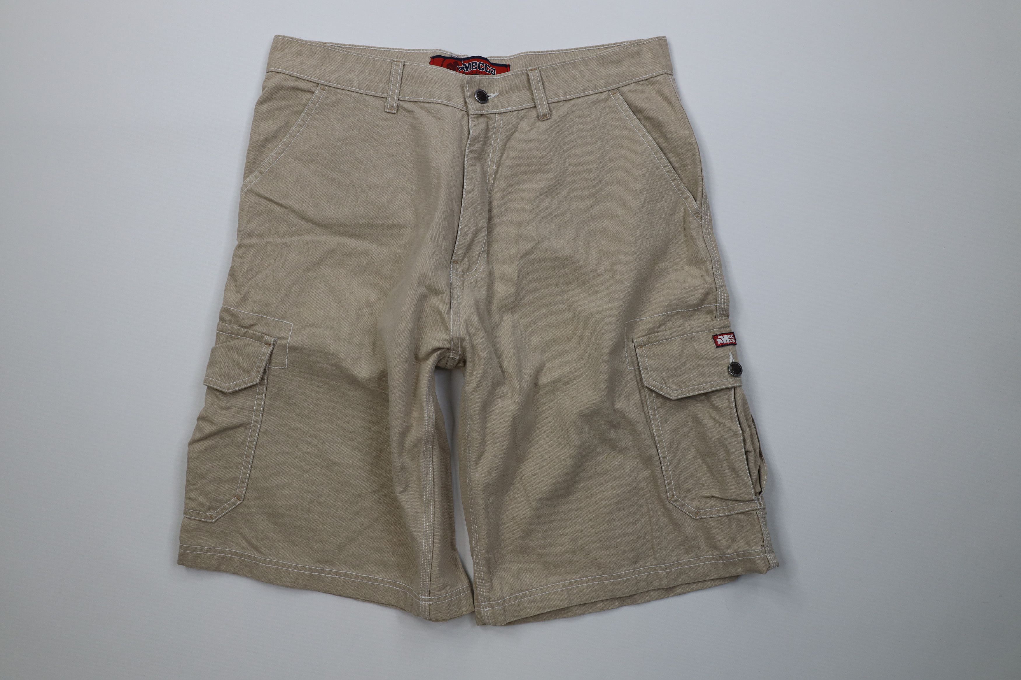 Vintage Vintage 90s Y2K Streetwear Canvas Cargo Shorts Khaki Tan Size US 34 / EU 50 - 1 Thumbnail