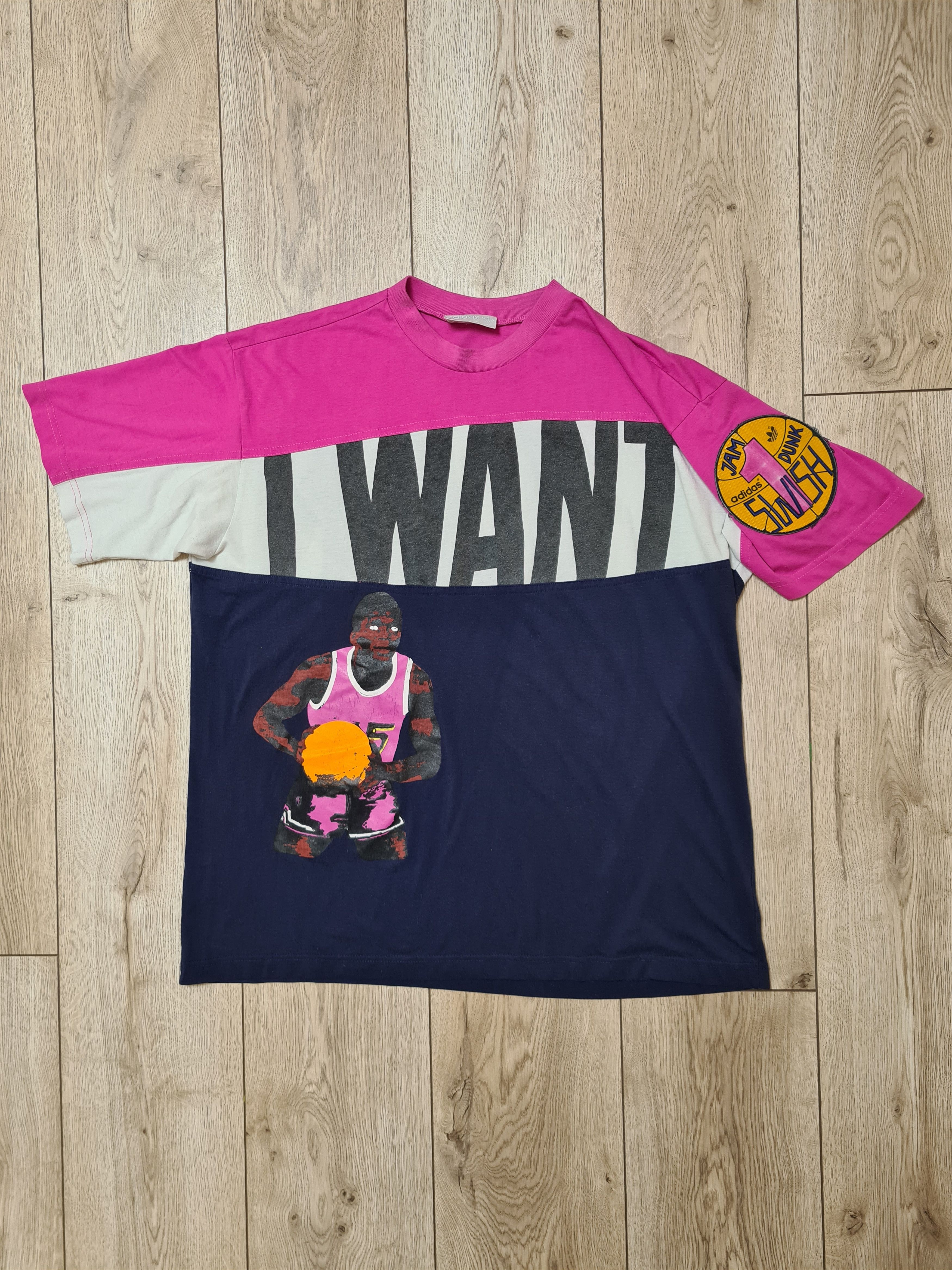 NBA × Vintage ADIDAS NBA SHIRT 90s RETRO I WANT I CAN SWISH JAM DUNK Size US L / EU 52-54 / 3 - 1 Thumbnail