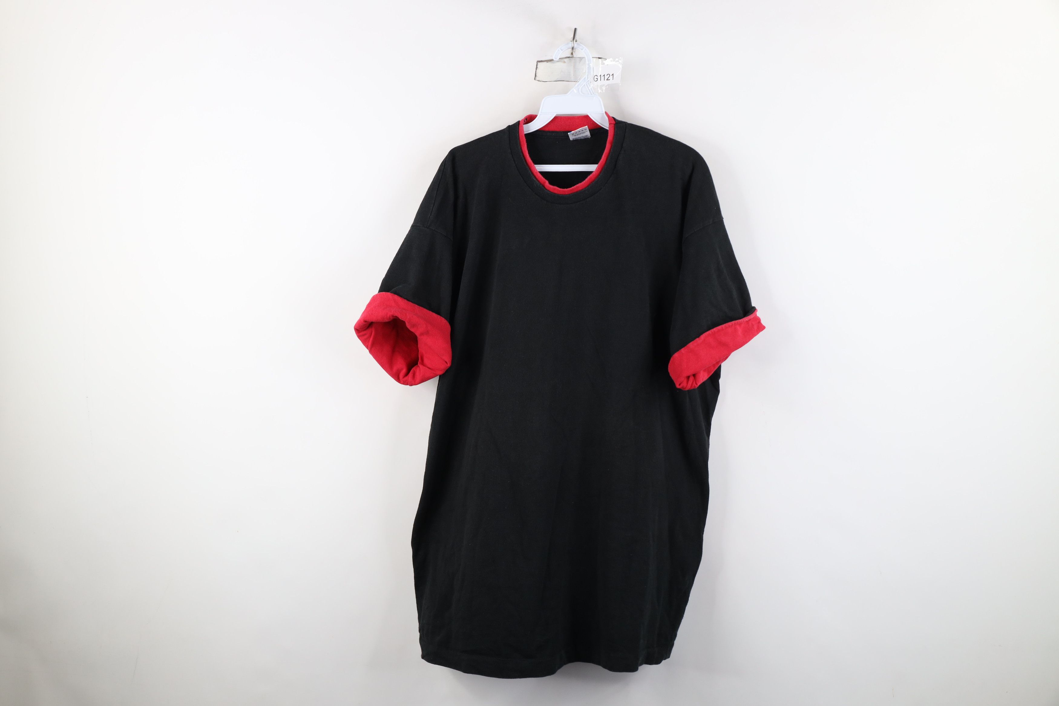 Vintage Vintage 90s Streetwear Cotton Layered T-Shirt Black USA Size US XXL / EU 58 / 5 - 1 Thumbnail